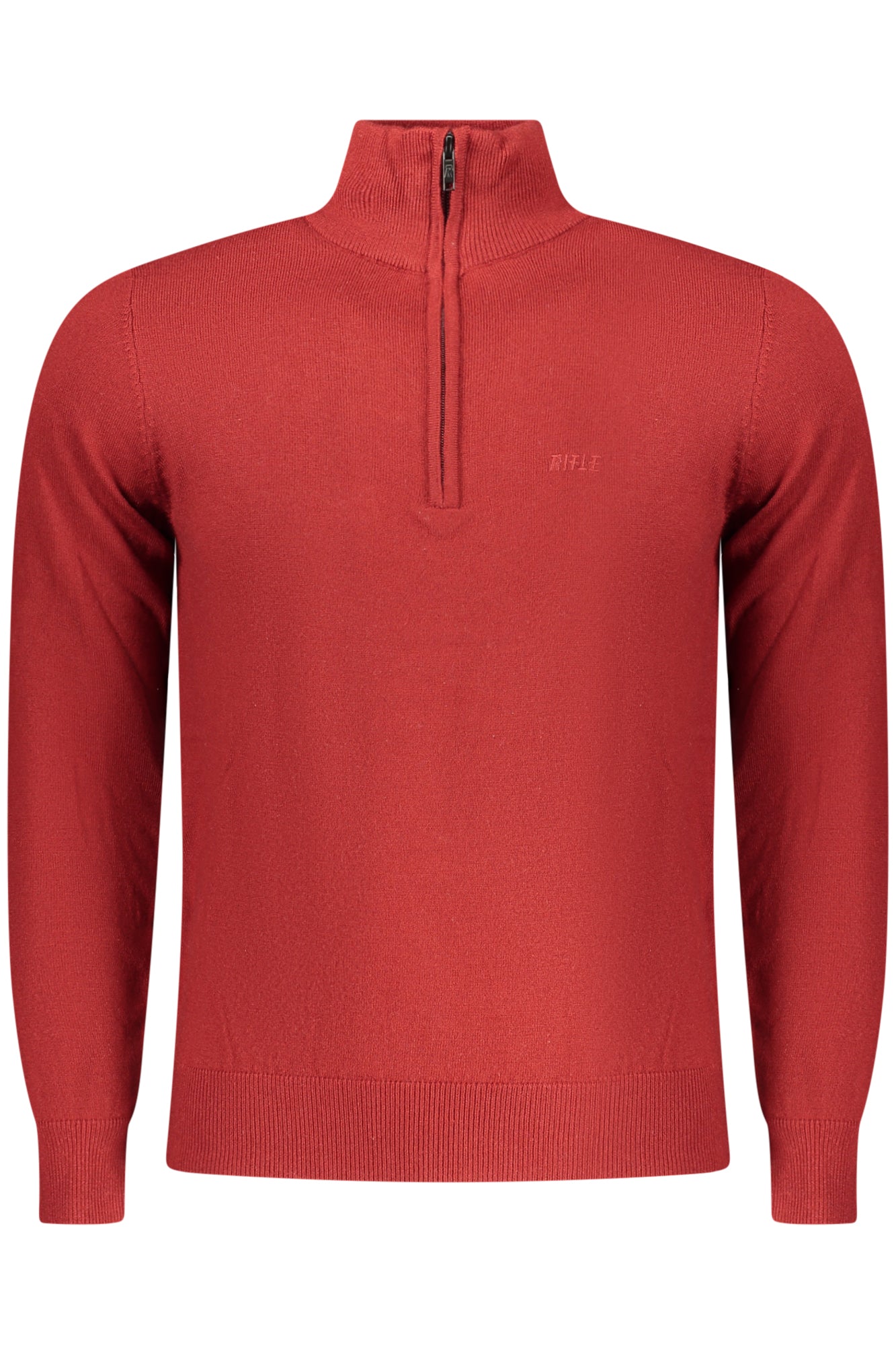 RFTR072_ROROSSO – Rotes Herren-Langarmshirt mit halbem Reißverschluss und Stickerei – Größe: M, L, XL, 3XL, 2XL – Farbe: Rosso
