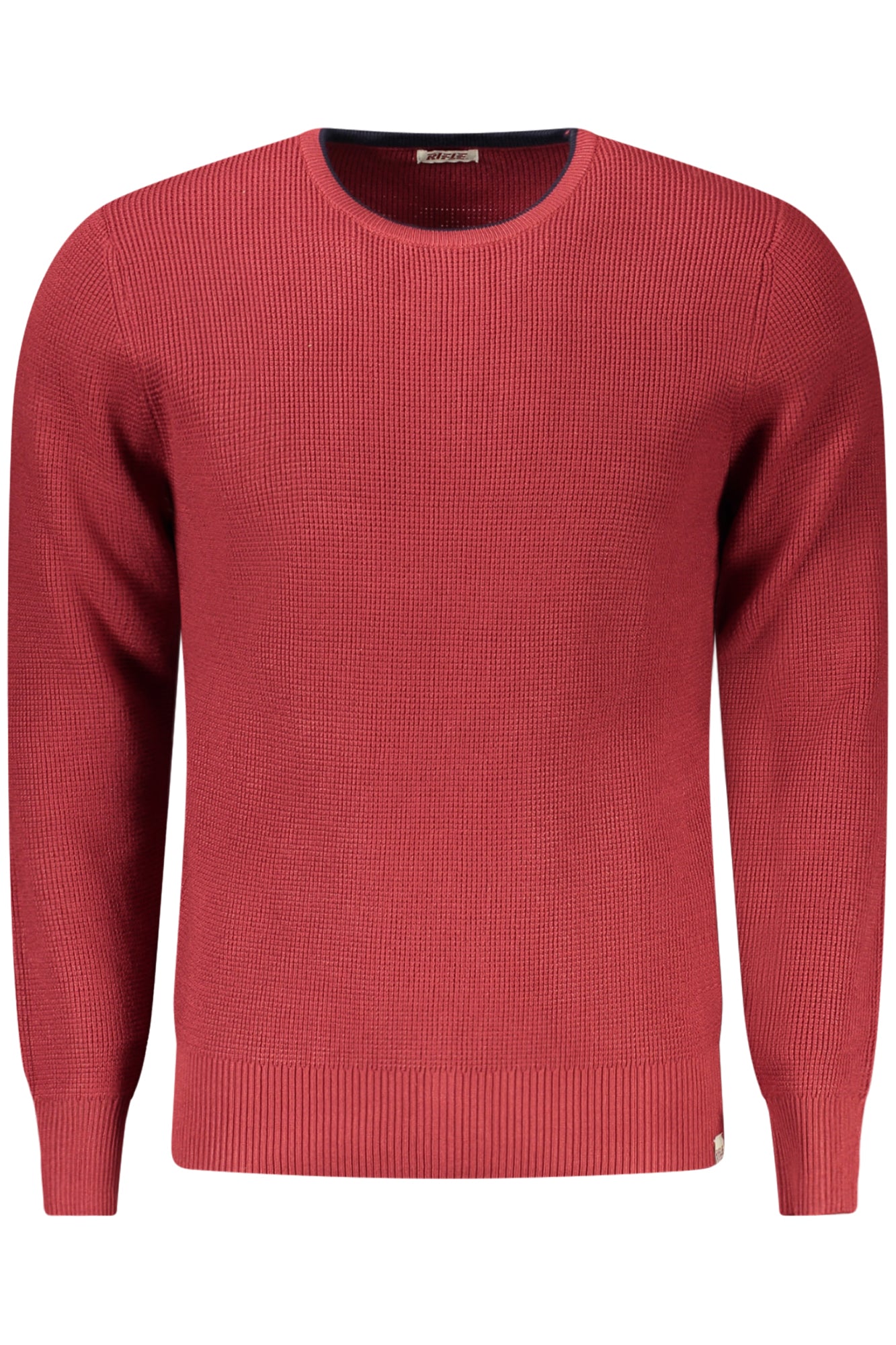 RFTR066_ROCOCCIO – Roter Herren-Sweater mit Kontrastdetails und Applikation – Größe: M, XL, 2XL, S, L – Farbe: Rosso