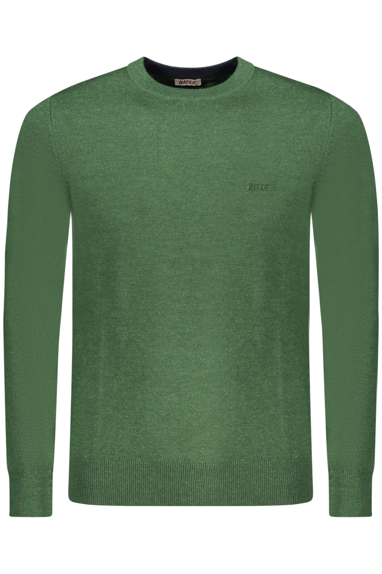 RFTR070_VEVERDE – Grünes Herren Langarmshirt mit Rundhalsausschnitt und Stickerei – Größe: M, L, XL, 2XL, 3XL – Farbe: Verde
