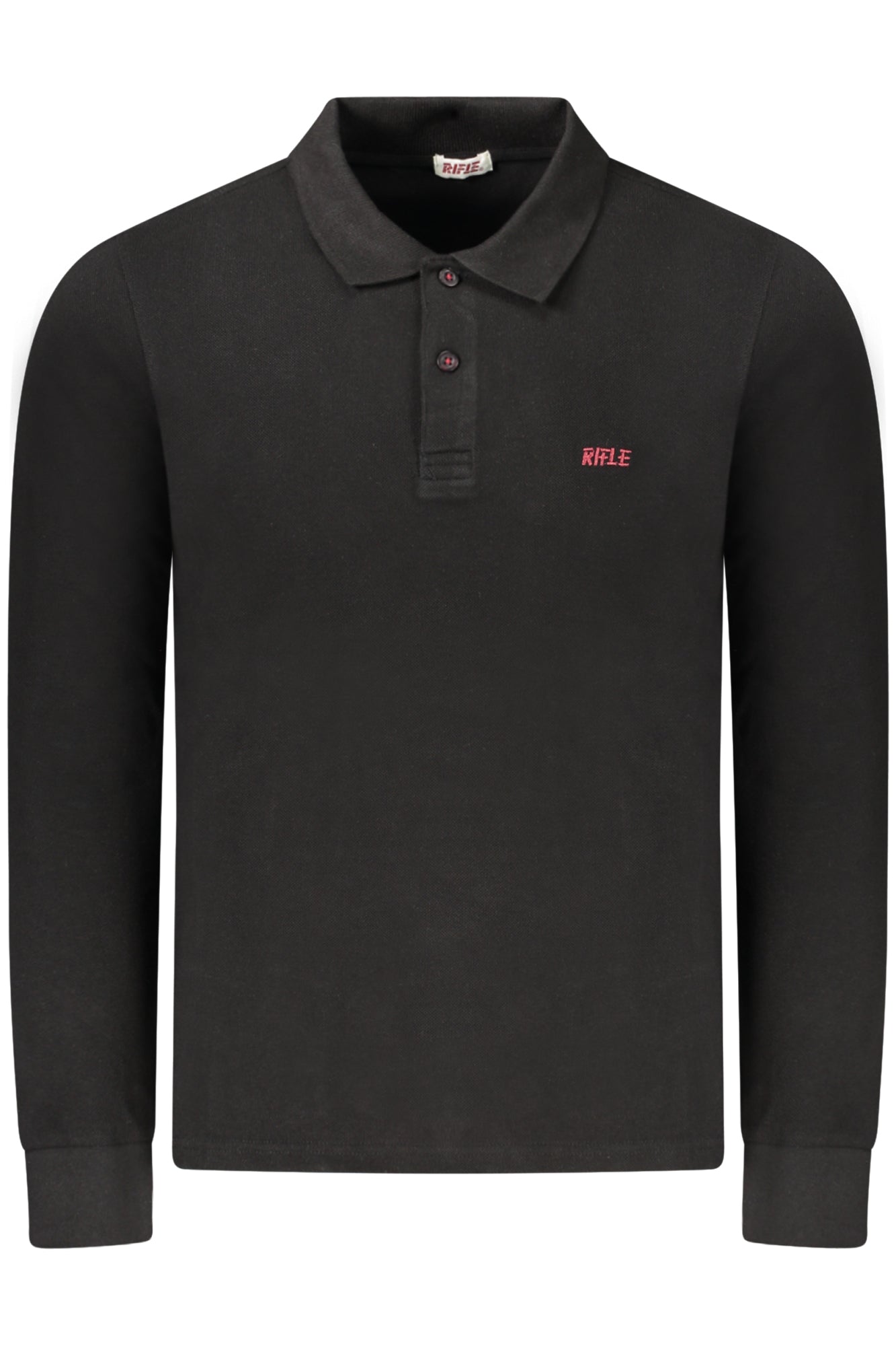 RFP008_NENERO – Elegantes Langarm-Polo für Herren in Schwarz mit Stickerei – Größe: S, M, L, XL, 2XL, 3XL – Farbe: Nero