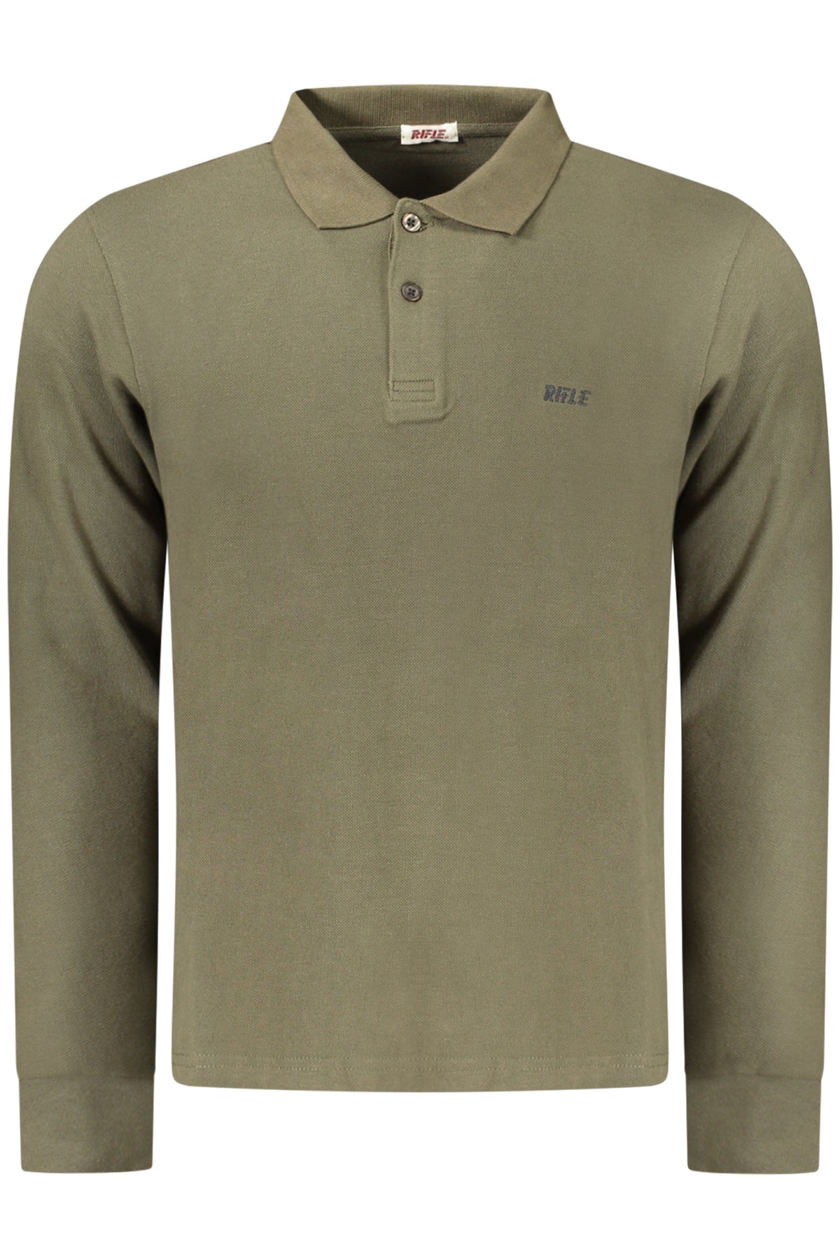 RFP008_VEMILITA – Grünes Langarm-Poloshirt für Herren mit Stickerei und 2 Knöpfen – Größe: M, L, XL, 2XL – Farbe: Verde