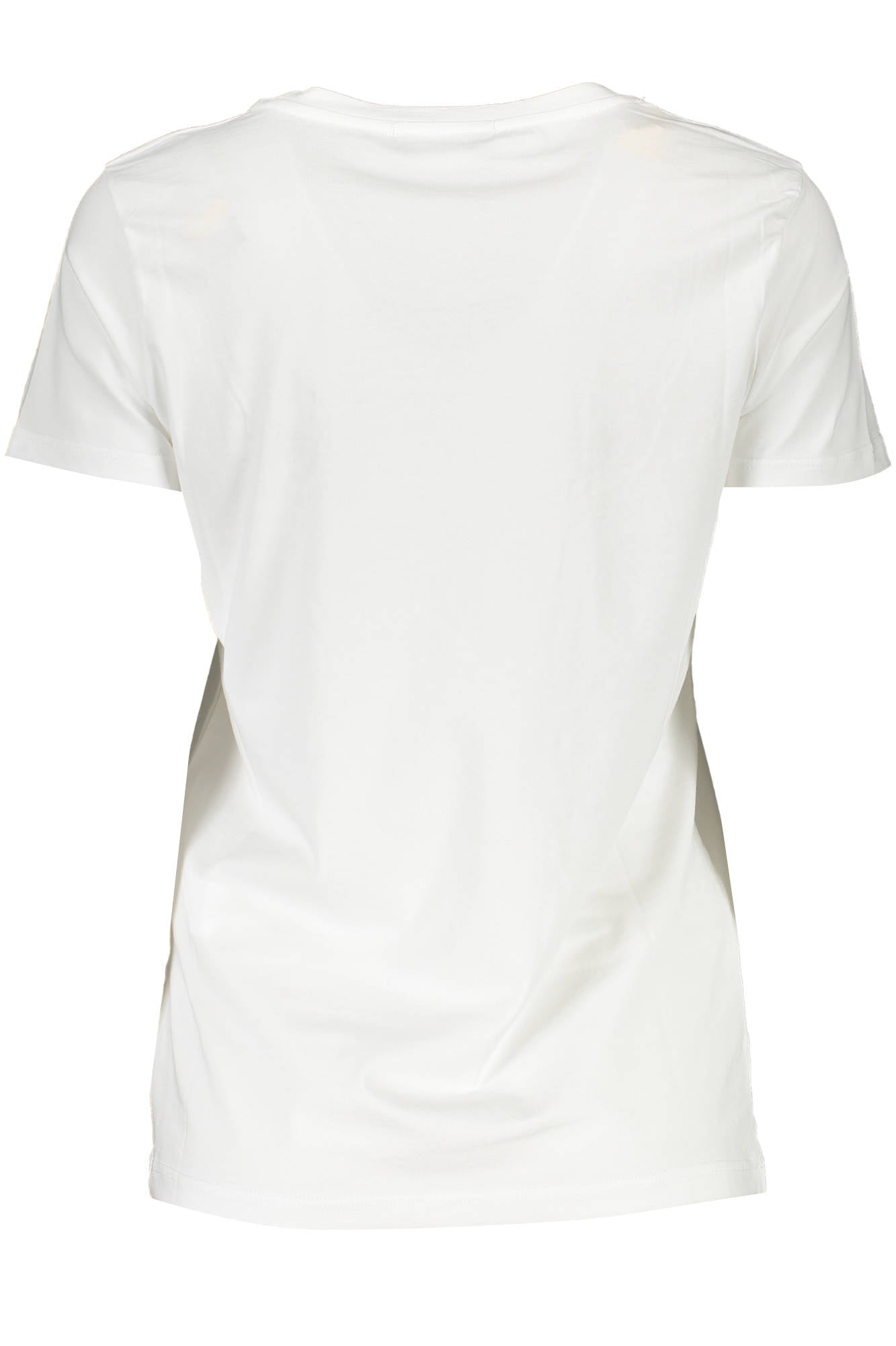 D38TL0699-TSD006_BIANCO_SC001-BIANCO – Weißes Damen Kurzarm-T-Shirt: Kontrastdetails & Stickerei-Design – Größe: XS, S – Farbe: Bianco