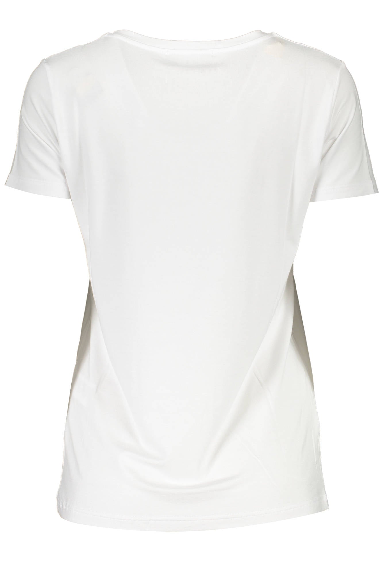 D38TL0700-TDS001_BIANCO_SC001-BIANCO – Weißes Damen T-Shirt: Eleganz mit Glitzersteinen & weitem Ausschnitt – Größe: XS – Farbe: Bianco