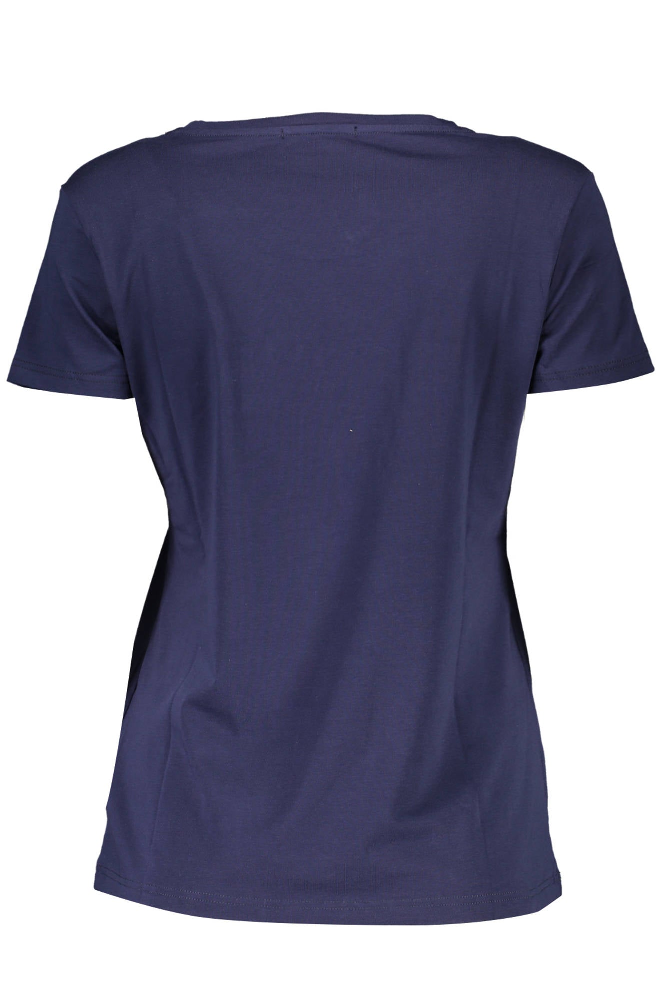 D38TL1099-TSD010_BLU_SC006-INDACO – Damen T-Shirt Blau mit Glitzersteinen und Rundhals - Kurzarm – Größe: XS – Farbe: Blu