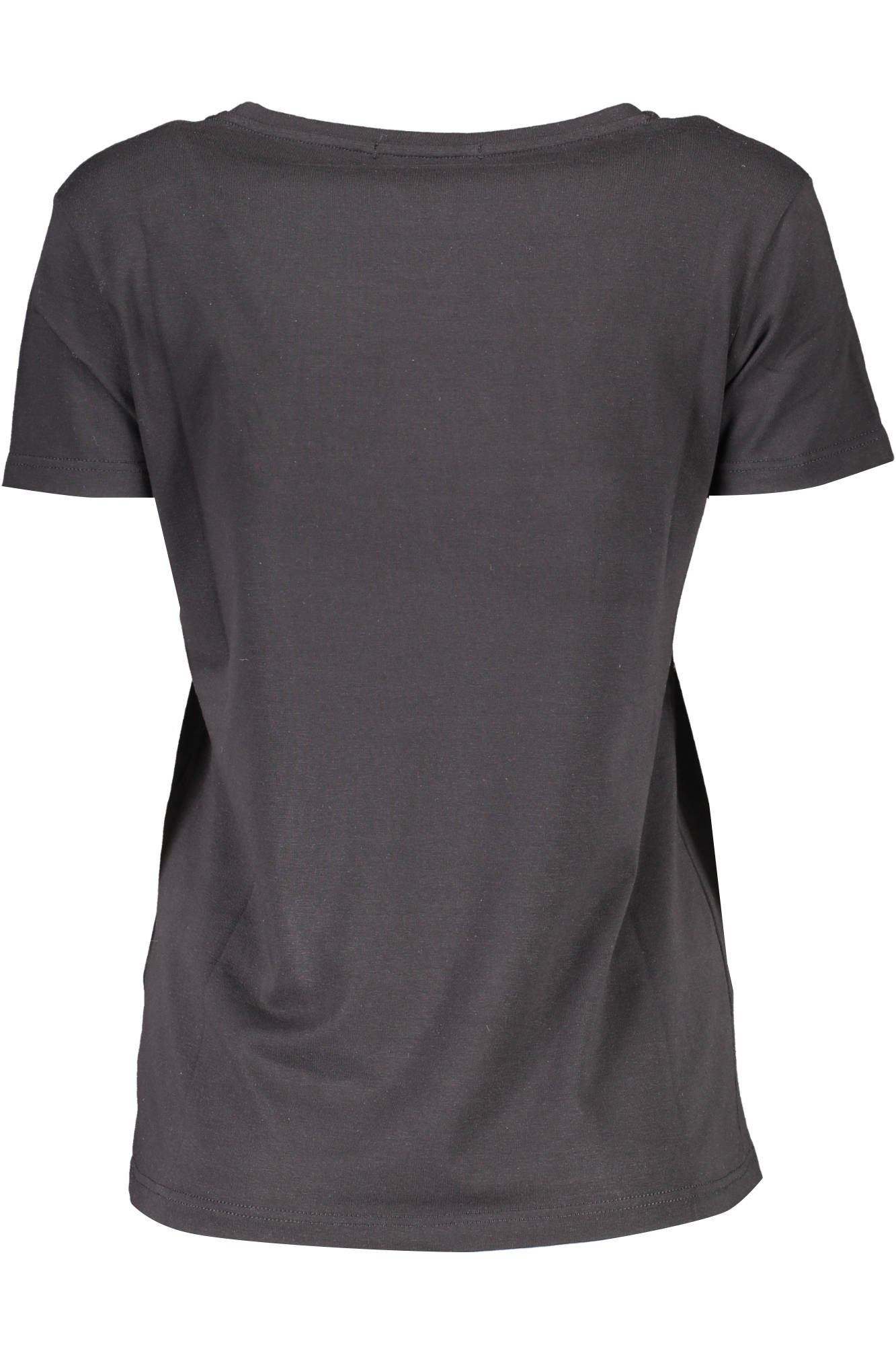D38TL0699-TSD006_NERO_SC002-NERO – Damen Kurzarm-T-Shirt Schwarz mit Stickerei und Kontrastdetails – Größe: XS – Farbe: Nero