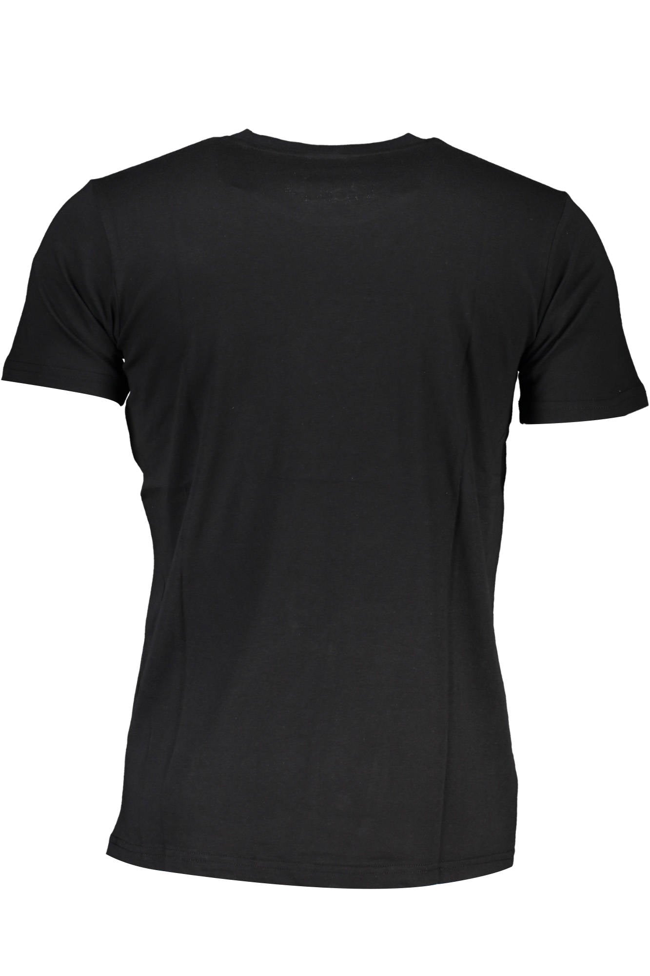 136004_NERO_BLACK – Herren Kurzarm-T-Shirt Schwarz mit Kontrastdetails & Druck – Größe: XL, L – Farbe: Nero