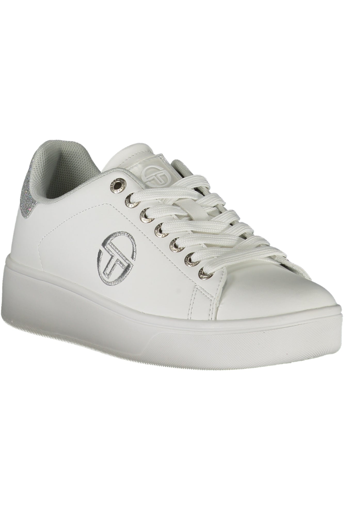 TSTW0009S_BI0081WHIS – Eleganter weißer Damensportschuh mit Kontrastdetails und Stickerei – Größe: 38 – Farbe: Bianco