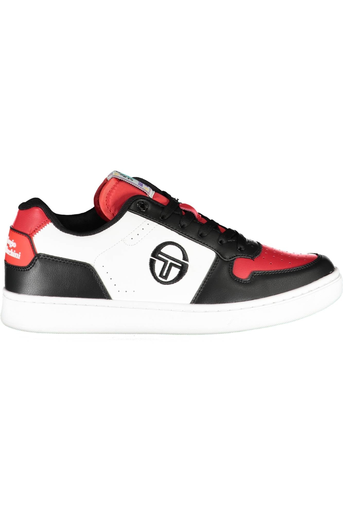 LA-COLLEGE-LOW-HOOP-LTX-STM224064_NERO_BLACKRED – Eleganter Herrensportschuh in Schwarz mit Kontrastdetails und Stickerei – Größe: 40, 41, 42, 43, 44 – Farbe: Nero