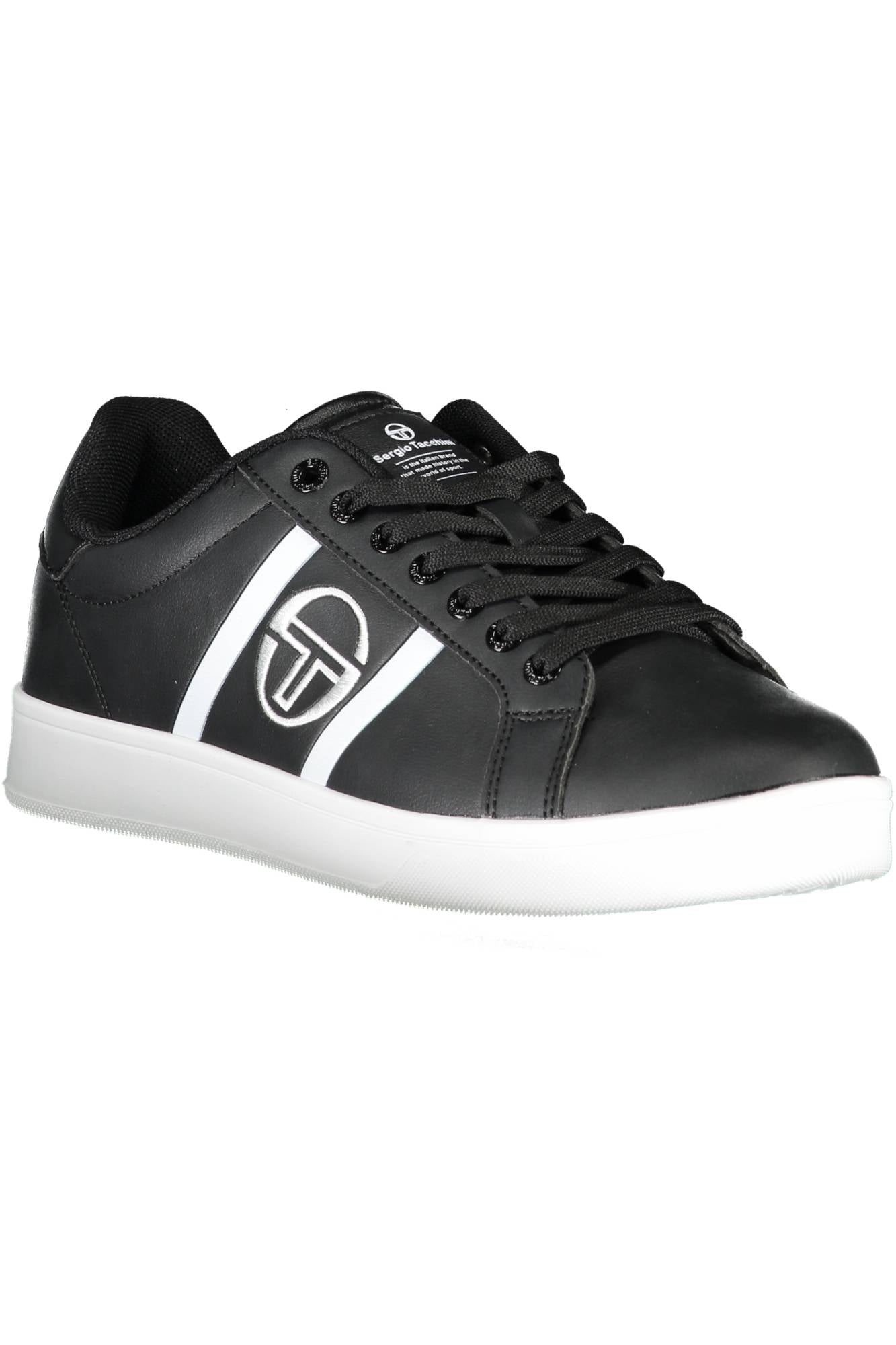 NIZZA-FLAG-LTX-STM224015_NERO_BLACKWHITE – Eleganter schwarzer Herrensportschuh mit Kontrastdetails & Stickerei – Größe: 41, 42 – Farbe: Nero