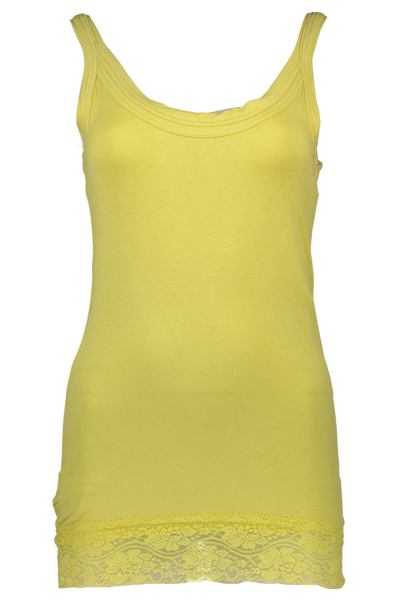 CVP16017CN-RU-UDIAG_GIALLO_GIALLO – Stylisches gelbes Damentop mit Spitze und weitem Ausschnitt – Größe: XS, S – Farbe: Giallo