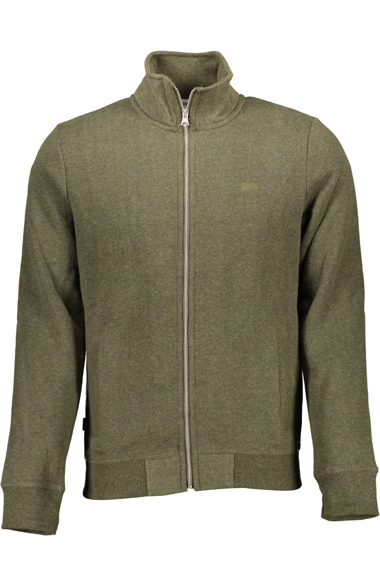M2011447A_VERDE_AA5 – Grüne Herren Kapuzenjacke aus Fleece mit Stickerei und Reißverschluss – Größe: S, M – Farbe: Verde