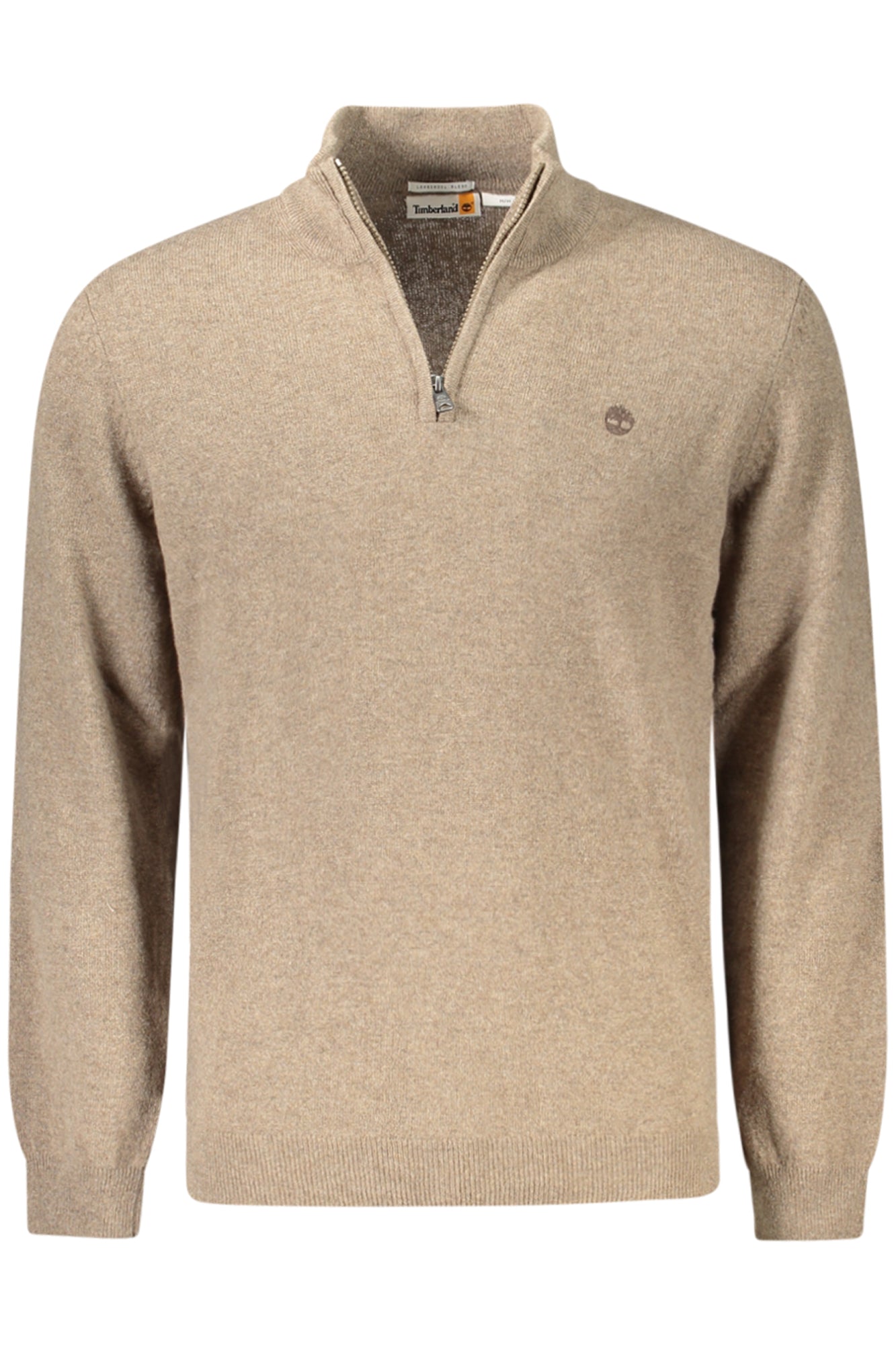 TB0A2C5W_BEBK0 – Beiger Herrenpullover mit halbem Reißverschluss und Stickerei-Logo – Größe: S, M, L, XL, 2XL, 3XL – Farbe: Beige