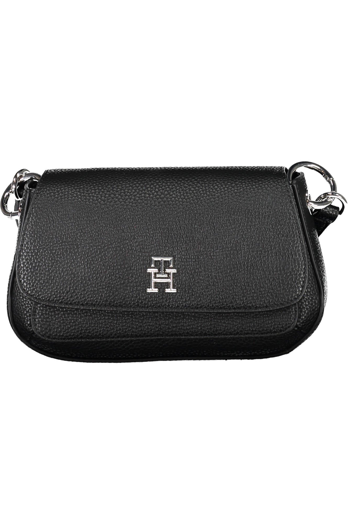 AW0AW14502_NERO_BDS – Elegante schwarze Damenschultertasche mit Druckknopf und Außentasche – Größe: UNI – Farbe: Nero