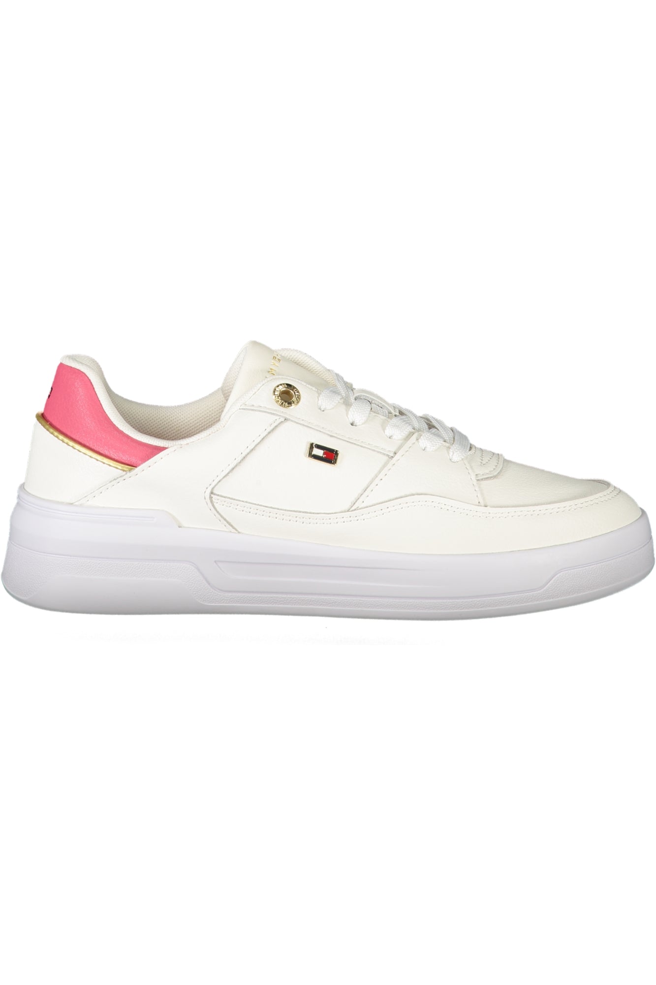 FW0FW08261_BI0GA – Stilvolle weiße Damen-Sneaker mit goldenen und fuchsia Details – Größe: 36, 37, 38, 39, 40, 41 – Farbe: Bianco