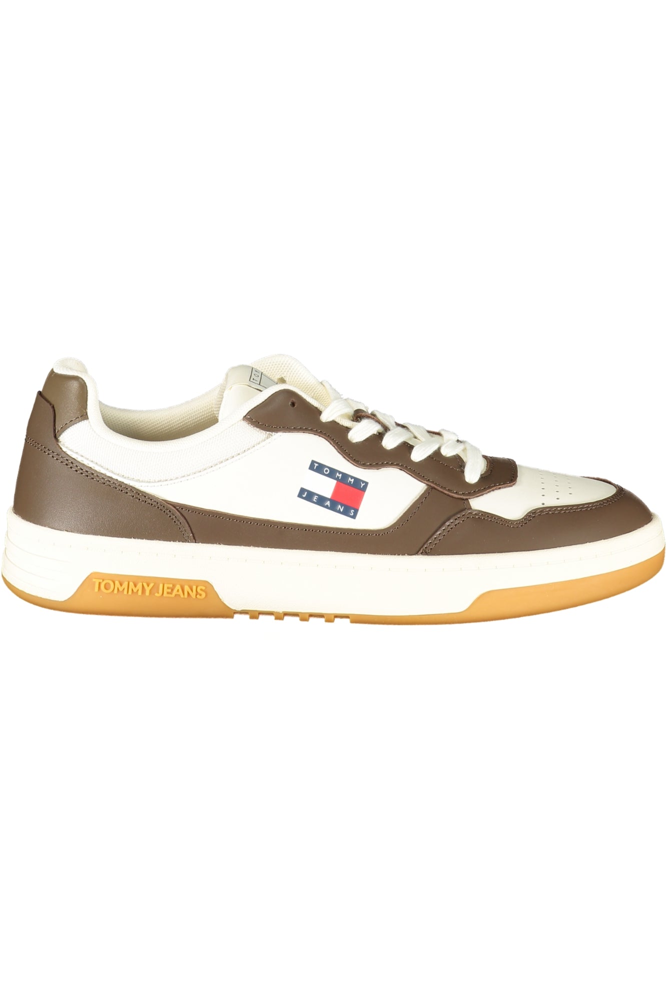 EM0EM01443_BI0LI – Weißer Herrensportschuh mit braunen Details und herausnehmbarem Fußbett – Größe: 40, 41, 42, 43, 44, 45, 46 – Farbe: Bianco