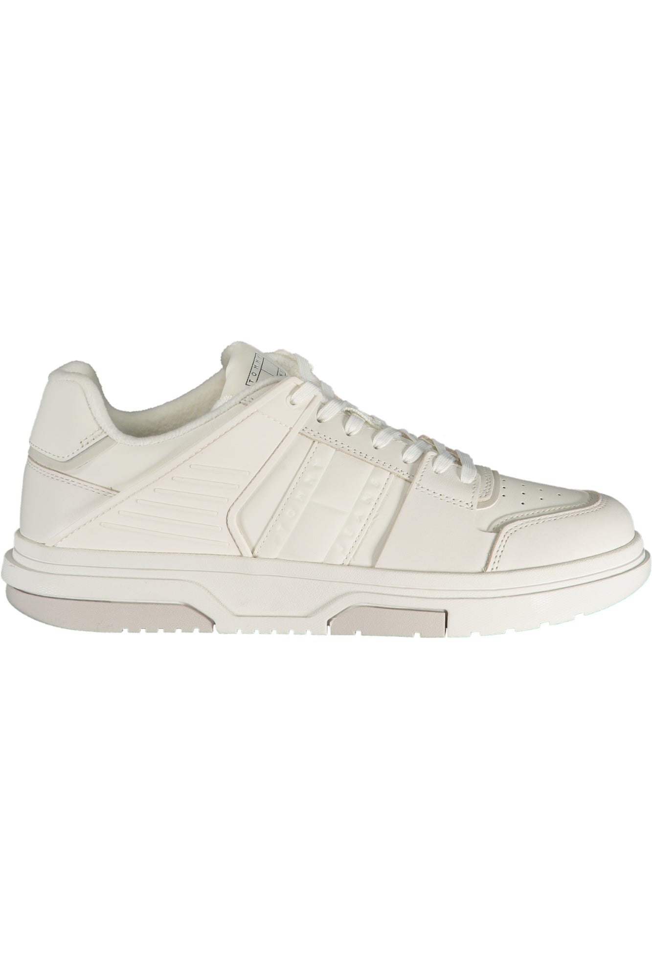 EM0EM01460_BIYBL – Weißer Herrensneaker mit Kontrastdetails und Schnürsenkeln – Größe: 40, 41, 42, 43, 44, 45, 46 – Farbe: Bianco