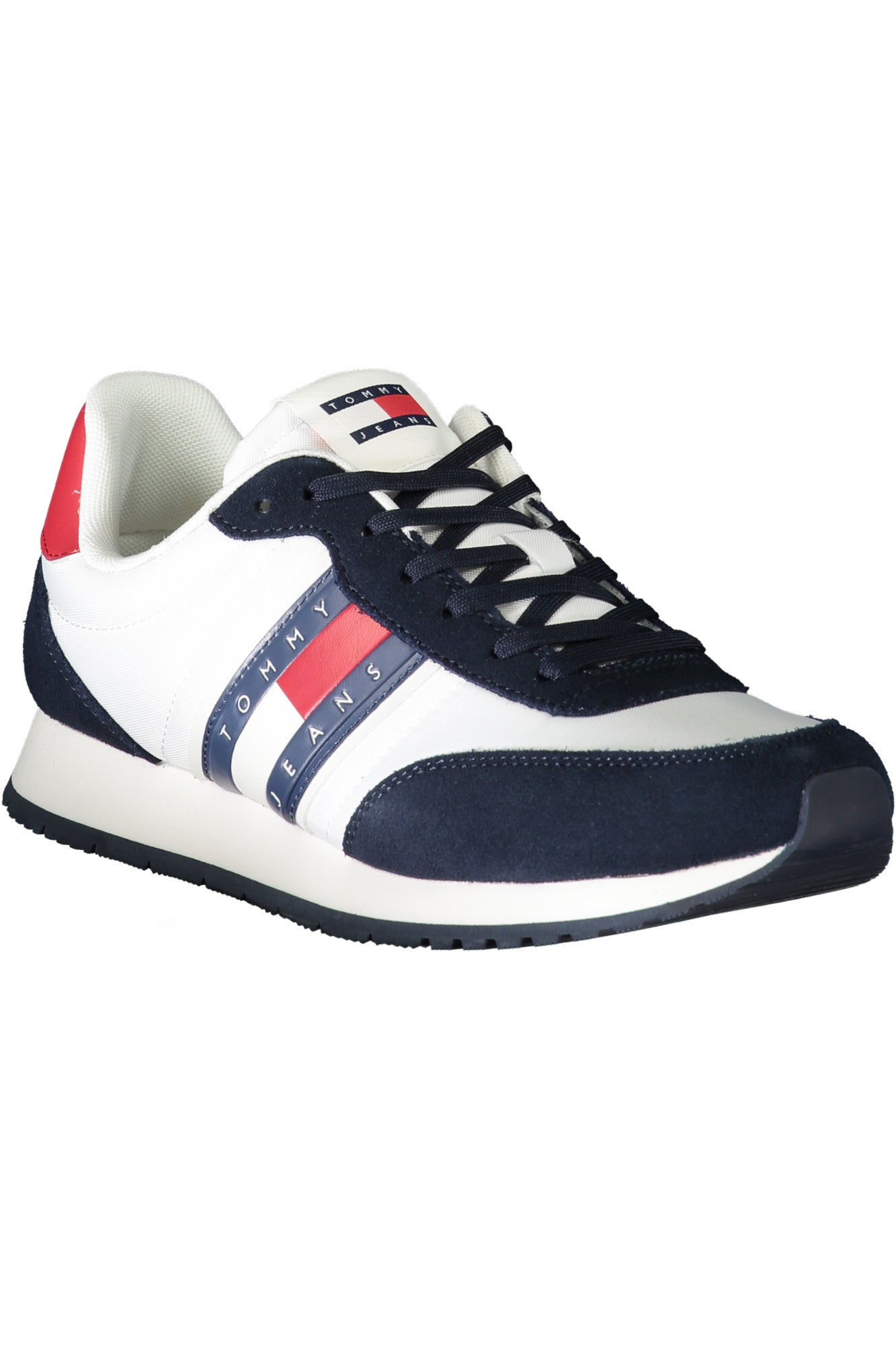 EM0EM01351_BIXLC – Moderner Herrensportschuh in Weiß mit blauen und roten Akzenten. – Größe: 40, 41, 42, 43, 44, 45, 46 – Farbe: Bianco