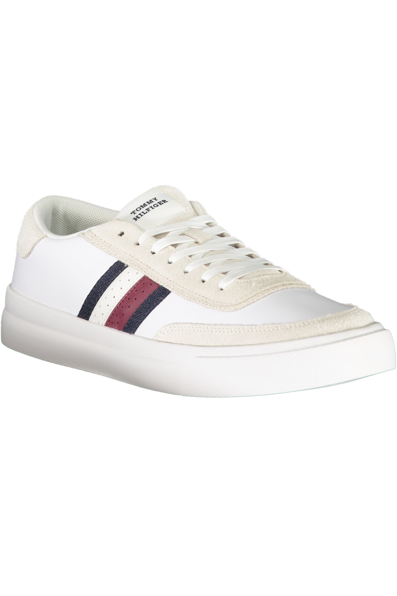 FM0FM04975_BIYBS – Weißer Herrensneaker mit Schnürsenkeln & Kontrastdetails entdecken – Größe: 40, 41, 42, 43, 44, 45 – Farbe: Bianco