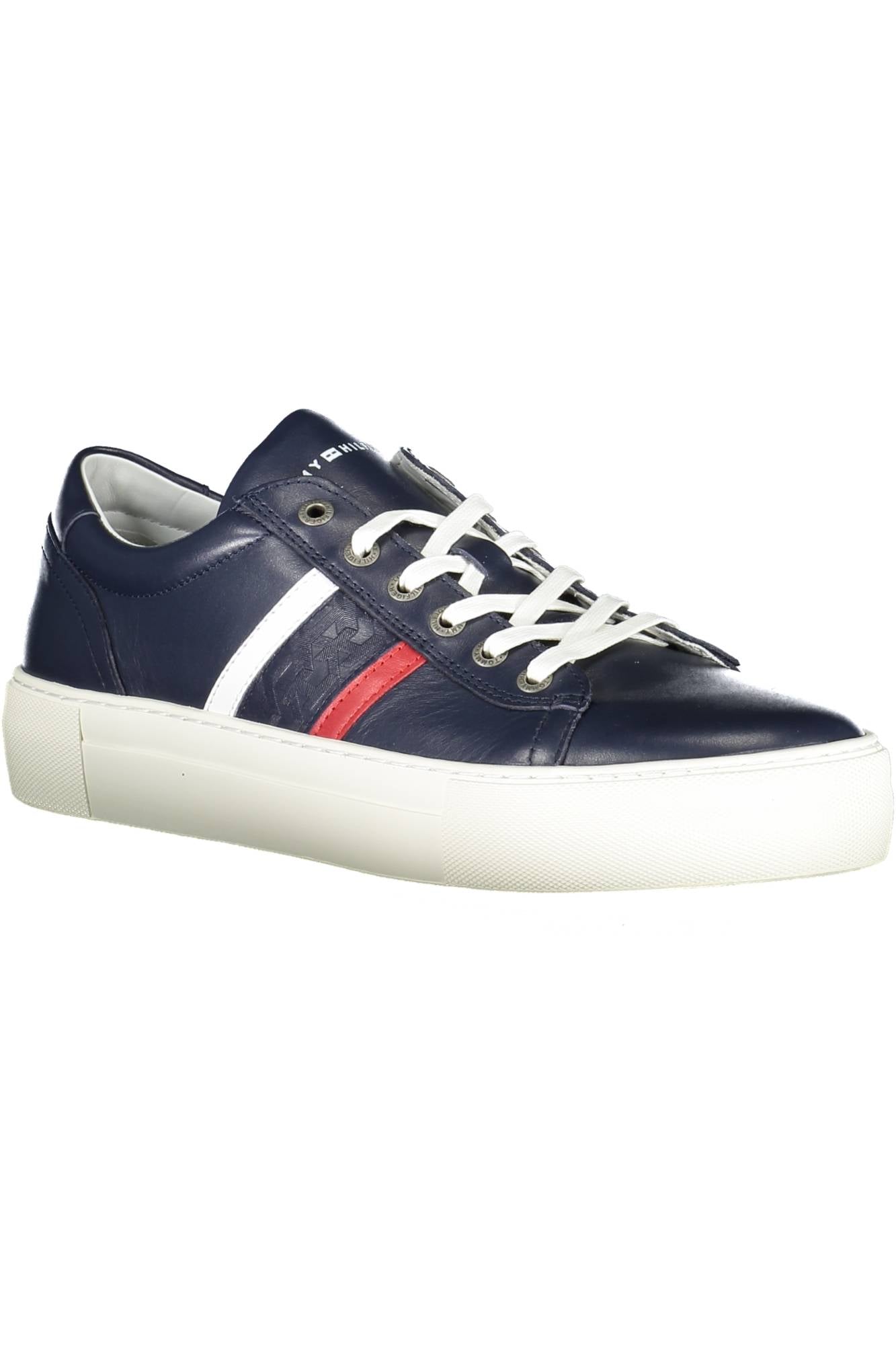 FM0FM02741_BLU_DW5 – Herren Ledersneaker Blau mit Kontrastdetails und Schnürung – Größe: 40 – Farbe: Blu
