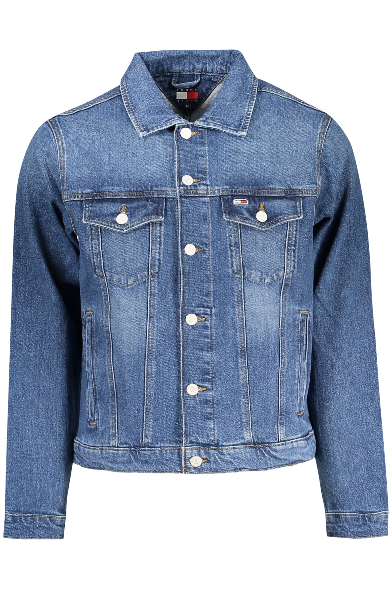 DM0DM20623_BL1BK – Blaue Herren Sport-Jeansjacke mit Stickerei aus 50% Regenerat-Baumwolle – Größe: S, M, L, XL – Farbe: Blu