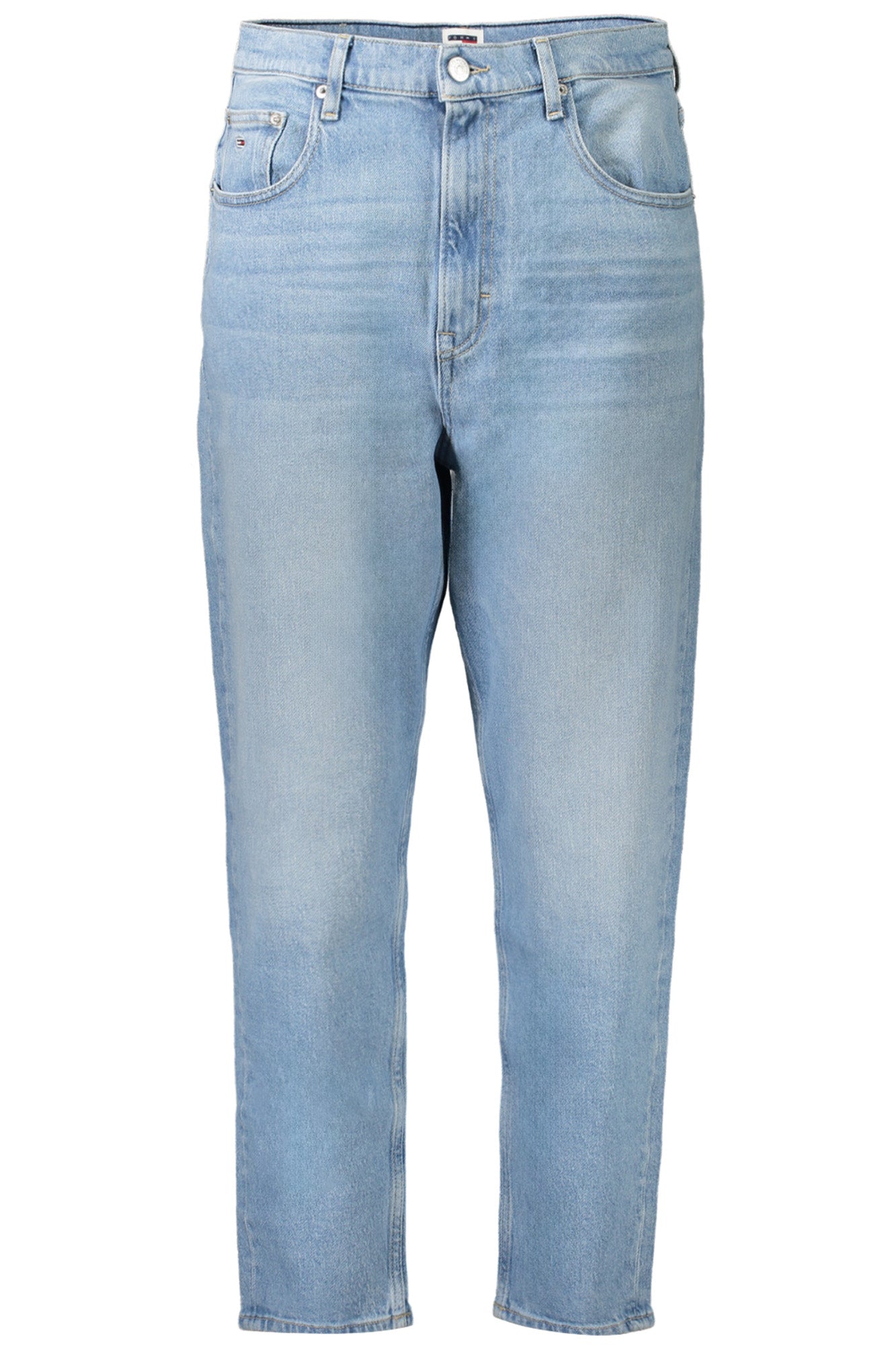 DW0DW19247_AZ1AB – Mom Jeans Damen in Blau: Ultra High Waist mit Logo-Detail – Größe: 25L30, 26L30, 27L30, 28L30, 29L30, 30L30, 31L30 – Farbe: Azzurro