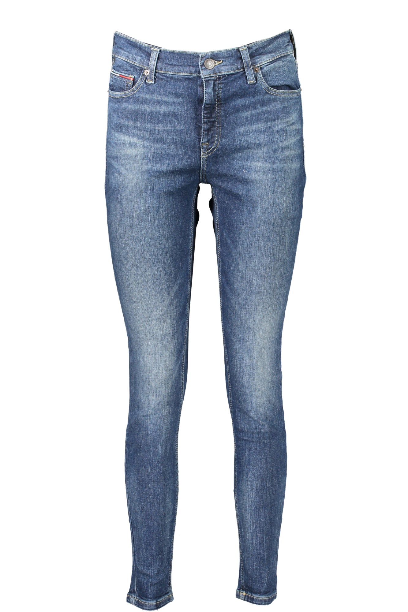 DW0DW16039_BL1BK – Damen Jeans Blau: Skinny, Mittlere Taille, Waschung & Stickerei – Größe: 24L30, 25L30 – Farbe: Blu