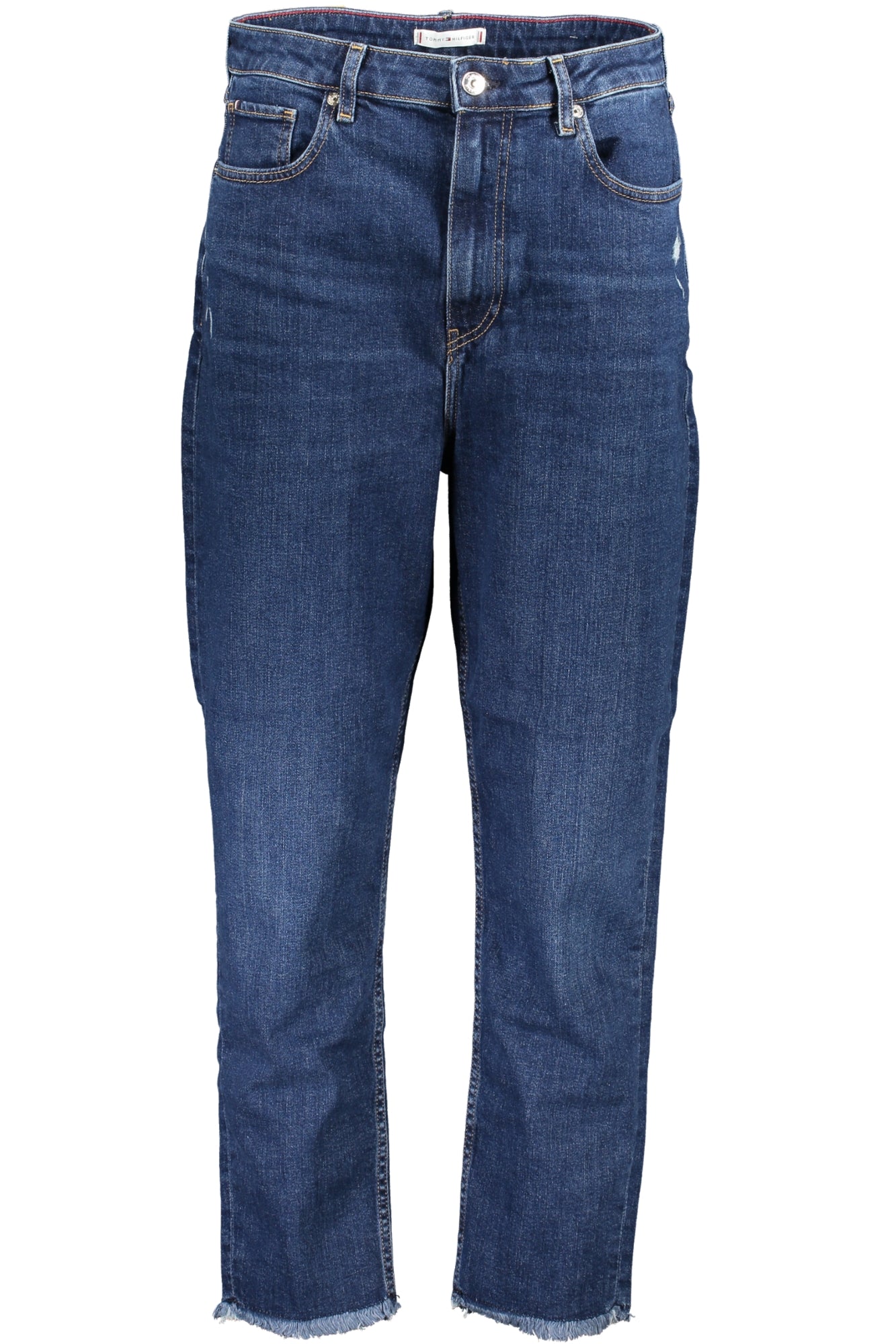 WW0WW39603_BL1BK-30 – Trendige Damen Jeans: Karottenform & Used-Look aus Recycling-Material – Größe: 25L30, 26L30, 27L30, 29L30, 28L30 – Farbe: Blu
