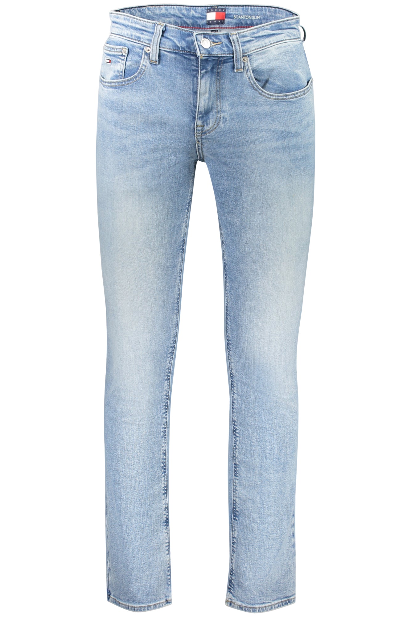 DM0DM20985_AZ1AB – Herren Slim Jeans - Blaue Denim mit Stickerei & Wasch-Effekt – Größe: 28L32, 29L32, 30L32, 31L32, 32L32, 33L32, 34L32, 36L32 – Farbe: Azzurro