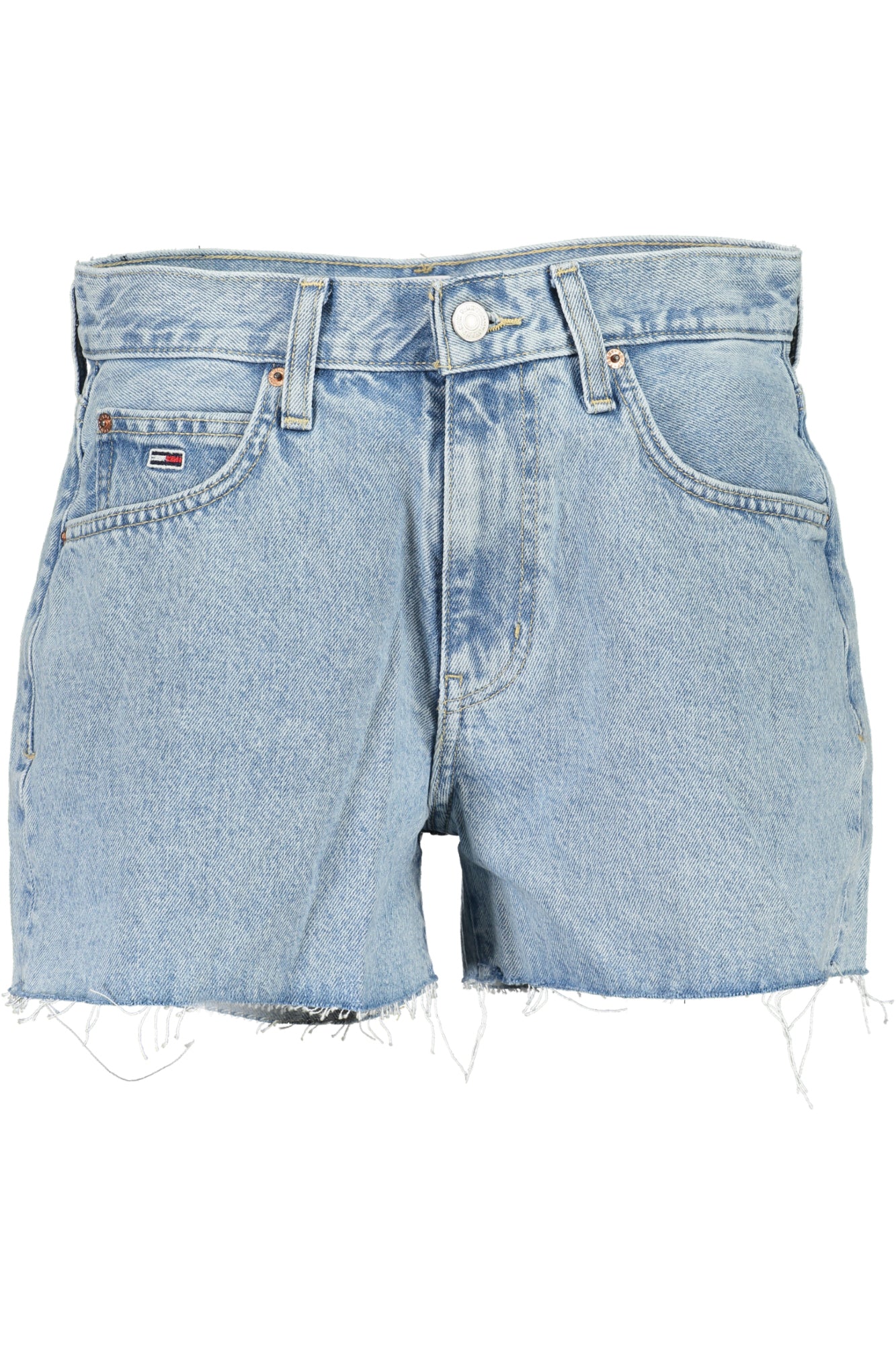 DW0DW17644_AZ1AB – Stylische Damen Jeans Shorts Blau - Hotpants mit Fransen & Taschen – Größe: 26, 28, 29, 30, 31 – Farbe: Azzurro