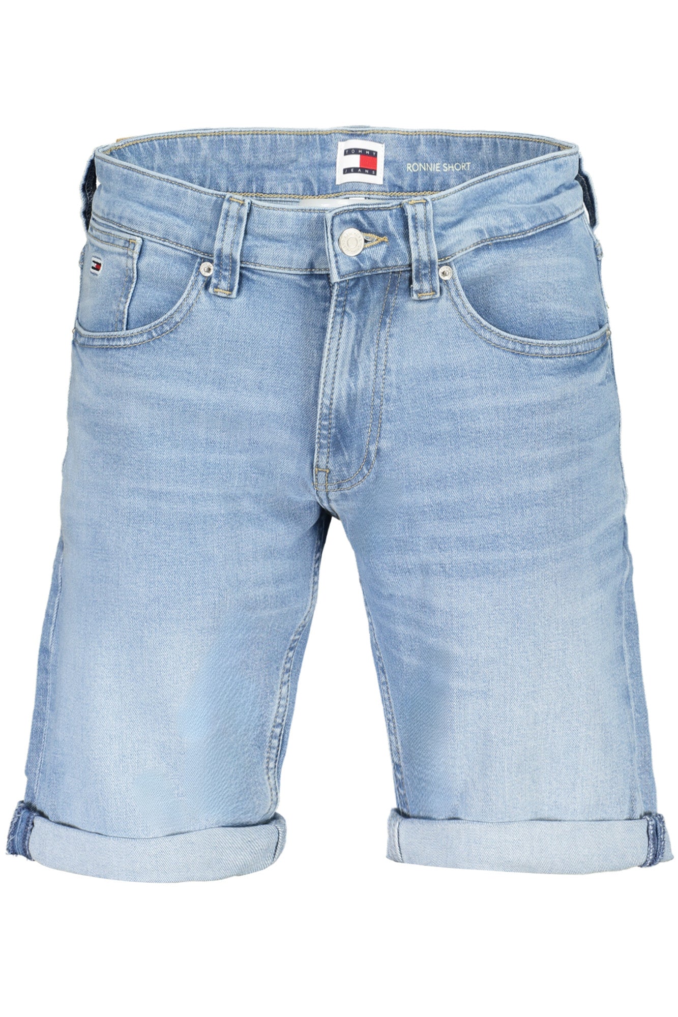 DM0DM18793_AZ1AB – Herren Jeans Short Blau mit Stickerei & Washed-Effekt - 5 Taschen, Knopf – Größe: 28, 29, 30, 31, 32 – Farbe: Azzurro