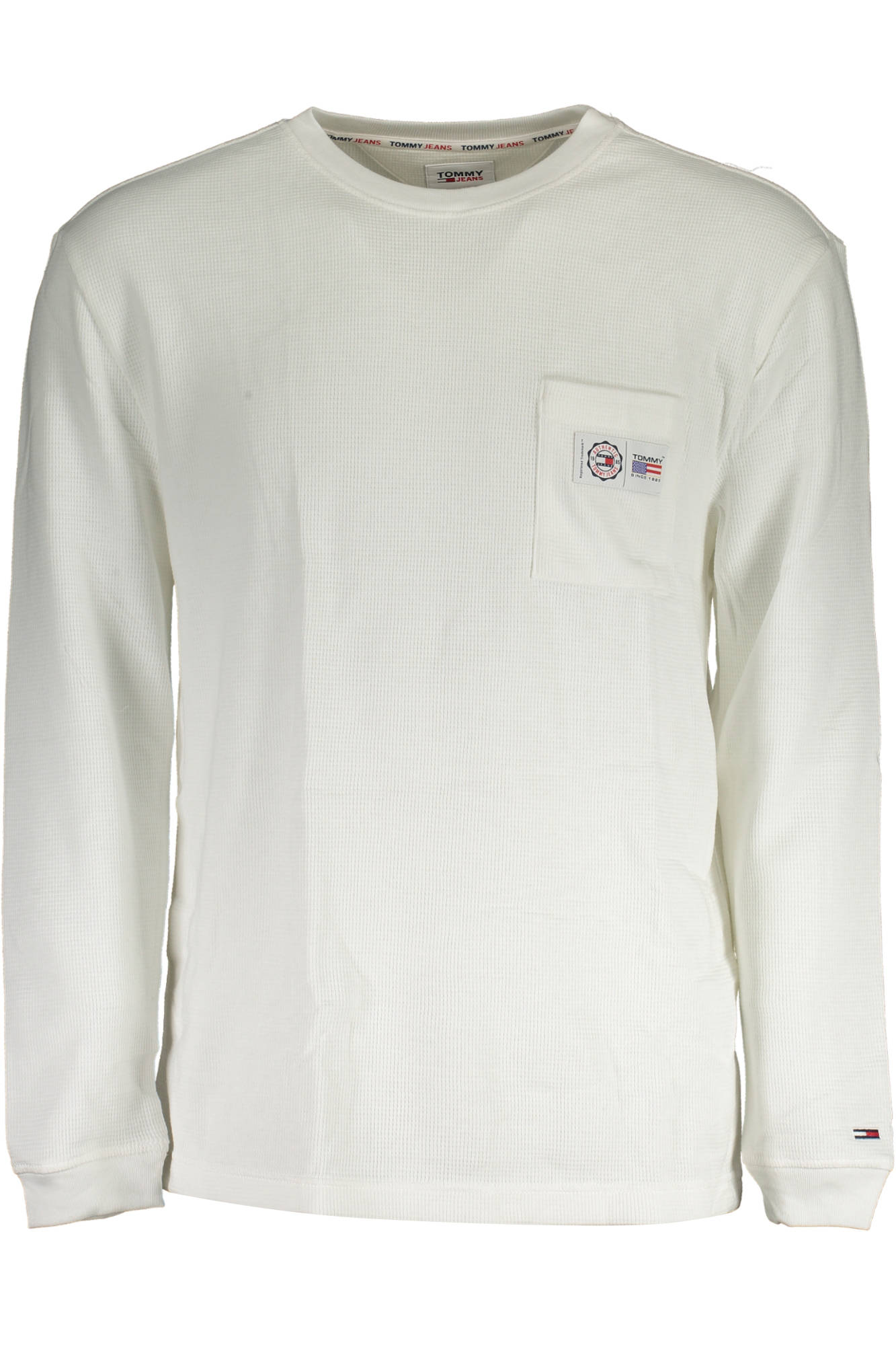 DM0DM15777_BIANCO_YBR – Herrenpullover Weiß mit Brusttasche und Stickerei - Übergangs-Baumwolle – Größe: S, XL, 2XL – Farbe: Bianco
