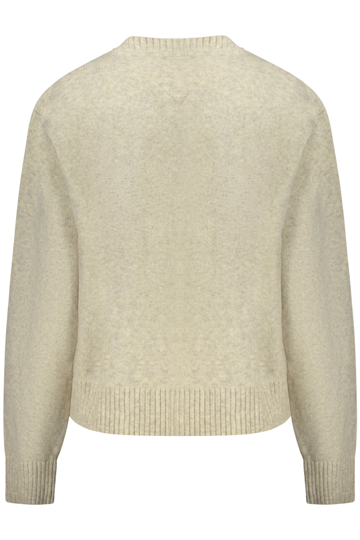 DW0DW18681_BEHCV – Beiger Damenpullover mit Rundhals, Kontrastdetails & Stickerei – Größe: L, XS, S, M, XL – Farbe: Beige