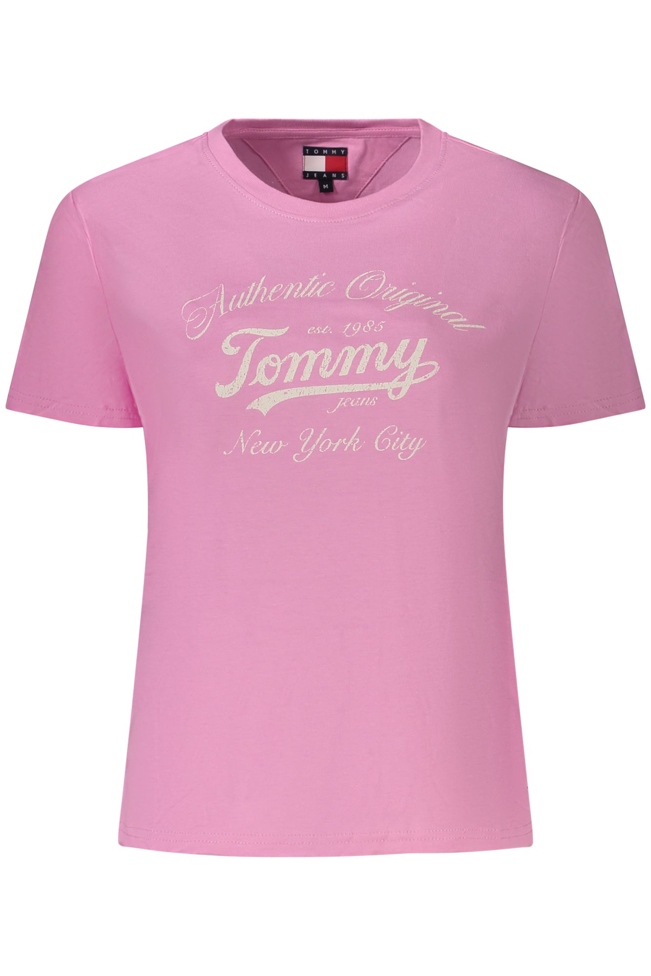 DW0DW21404_RSU06 – Rosa Damen Kurzarm-T-Shirt mit Logo-Print, Rundhals, recycelt – Größe: S, M, L, XL – Farbe: Rosa