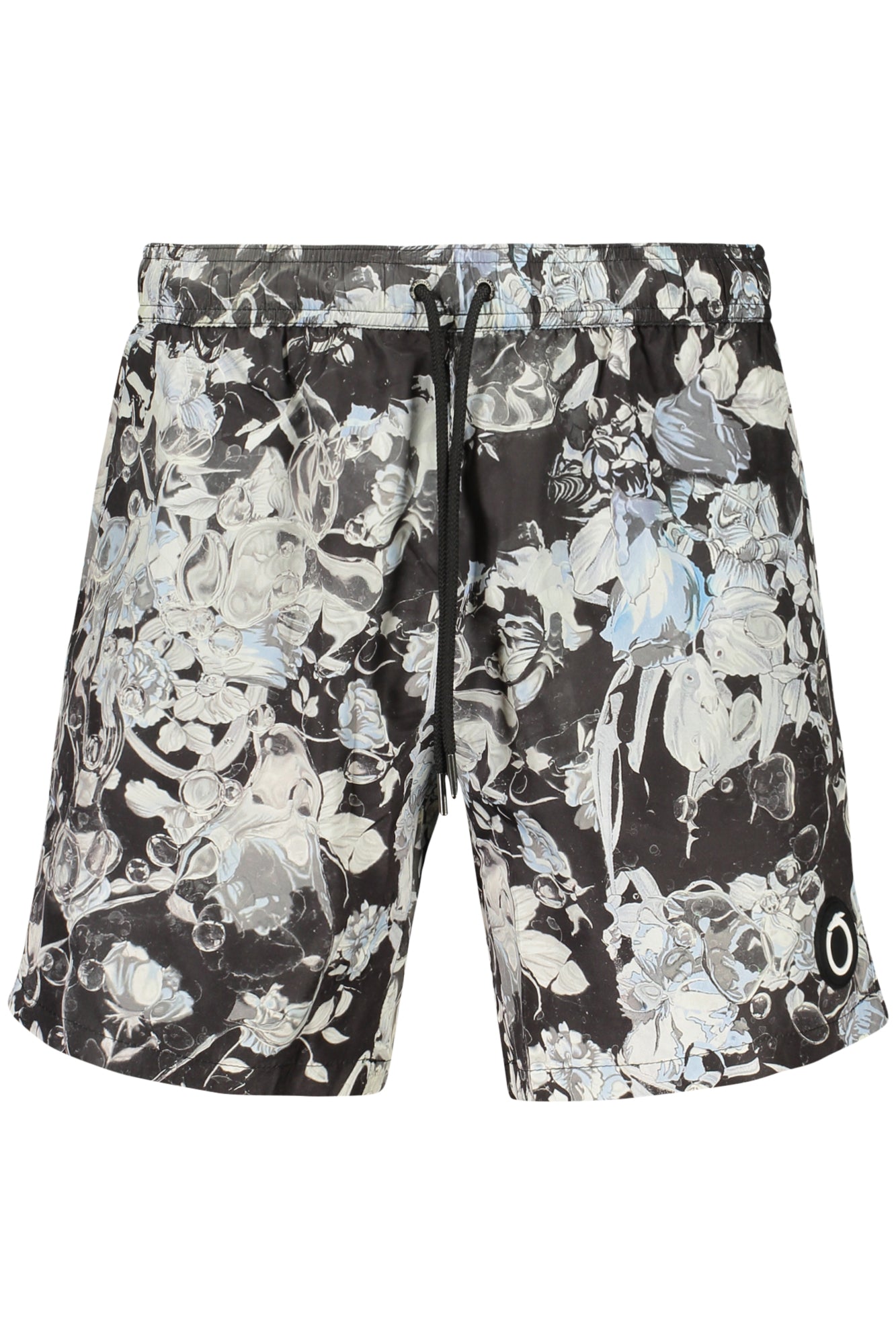 TRU2MBM10_NE03BLACK – Herren Badeshorts Schwarz mit Blumenmuster und Kordelzugbund – Größe: S, M, L, XL, 2XL – Farbe: Nero