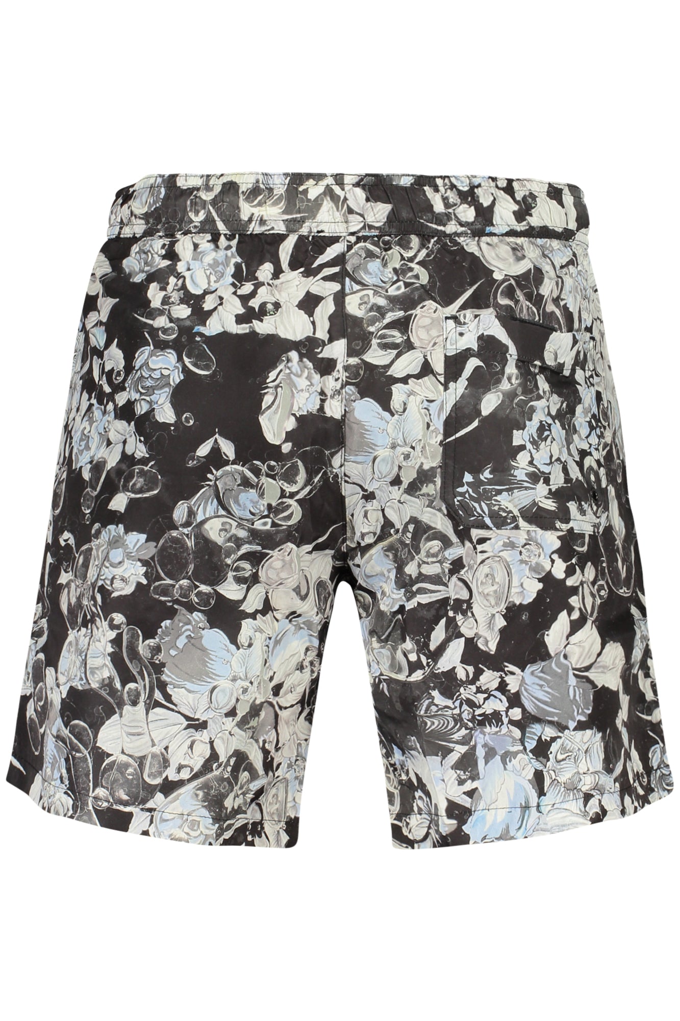 TRU2MBM10_NE03BLACK – Herren Badeshorts Schwarz mit Blumenmuster und Kordelzugbund – Größe: S, M, L, XL, 2XL – Farbe: Nero