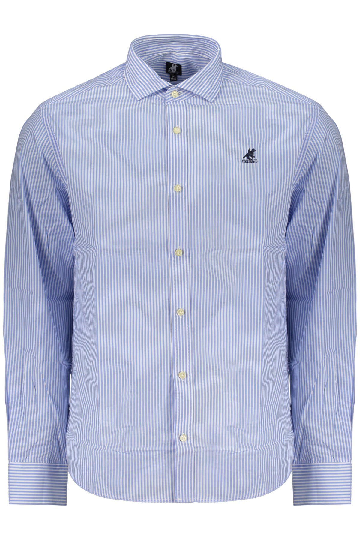 AU03229IRVING_AZA0650 – Elegantes Herren Langarmhemd Blau mit Streifen und Stickerei – Größe: S, M, L, XL, 2XL, 3XL – Farbe: Azzurro