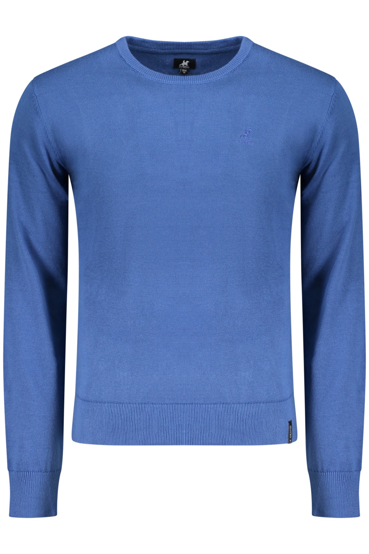AU03225ELIOT_BLA1350 – Eleganter Herrenpullover in Blau mit Rundhalsausschnitt und Stickerei – Größe: S, M, L, XL, 2XL, 3XL – Farbe: Blu
