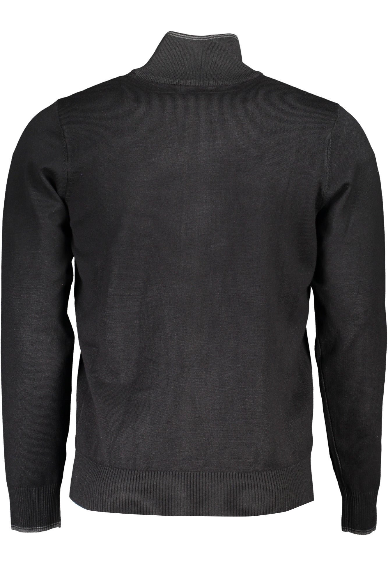 USTR209_NENERO – Elegante Herren-Strickjacke Schwarz mit Reißverschluss und Stickerei – Größe: M, L, XL, 2XL, 3XL – Farbe: Nero