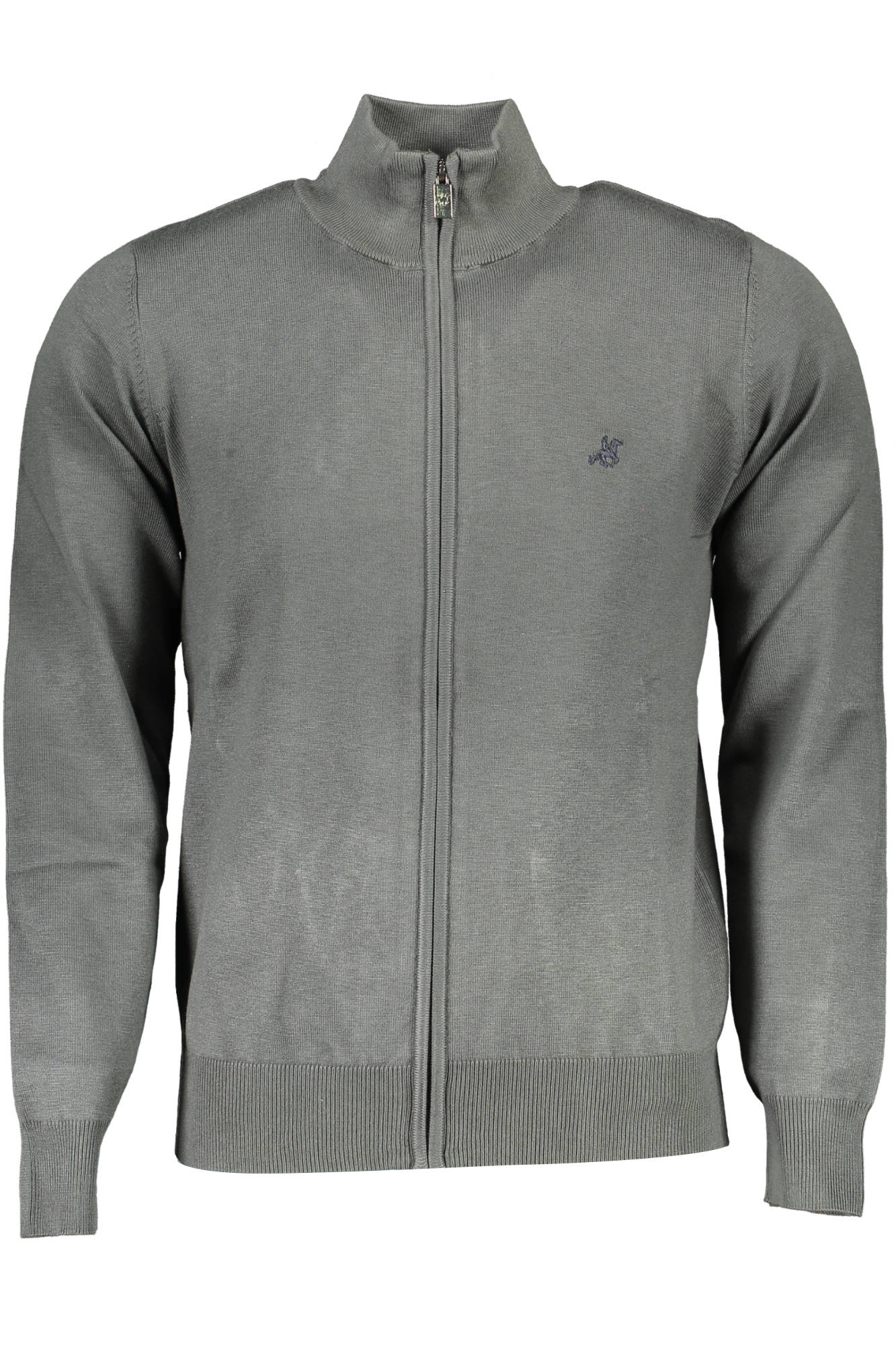 USTR204_VERDE_VERDE – Herren Strickjacke Grün mit Reißverschluss & Stickerei - Eleganter Look – Größe: M, 2XL – Farbe: Verde