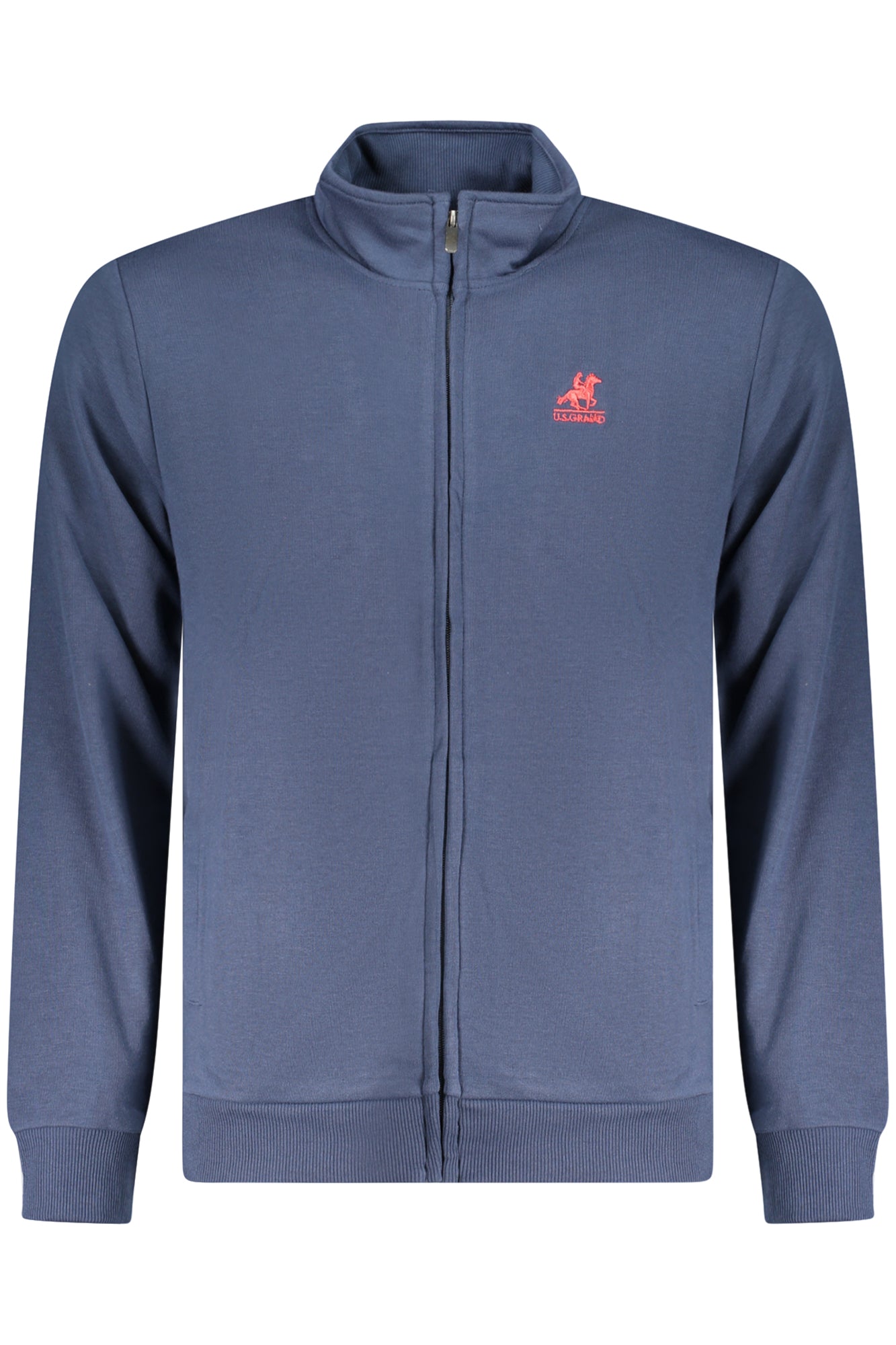 AU02654_BL1NAVY – Herren Sweatshirt Blau mit Reißverschluss und Stickerei - Langarm – Größe: S, M, L, XL, 2XL, 3XL – Farbe: Blu