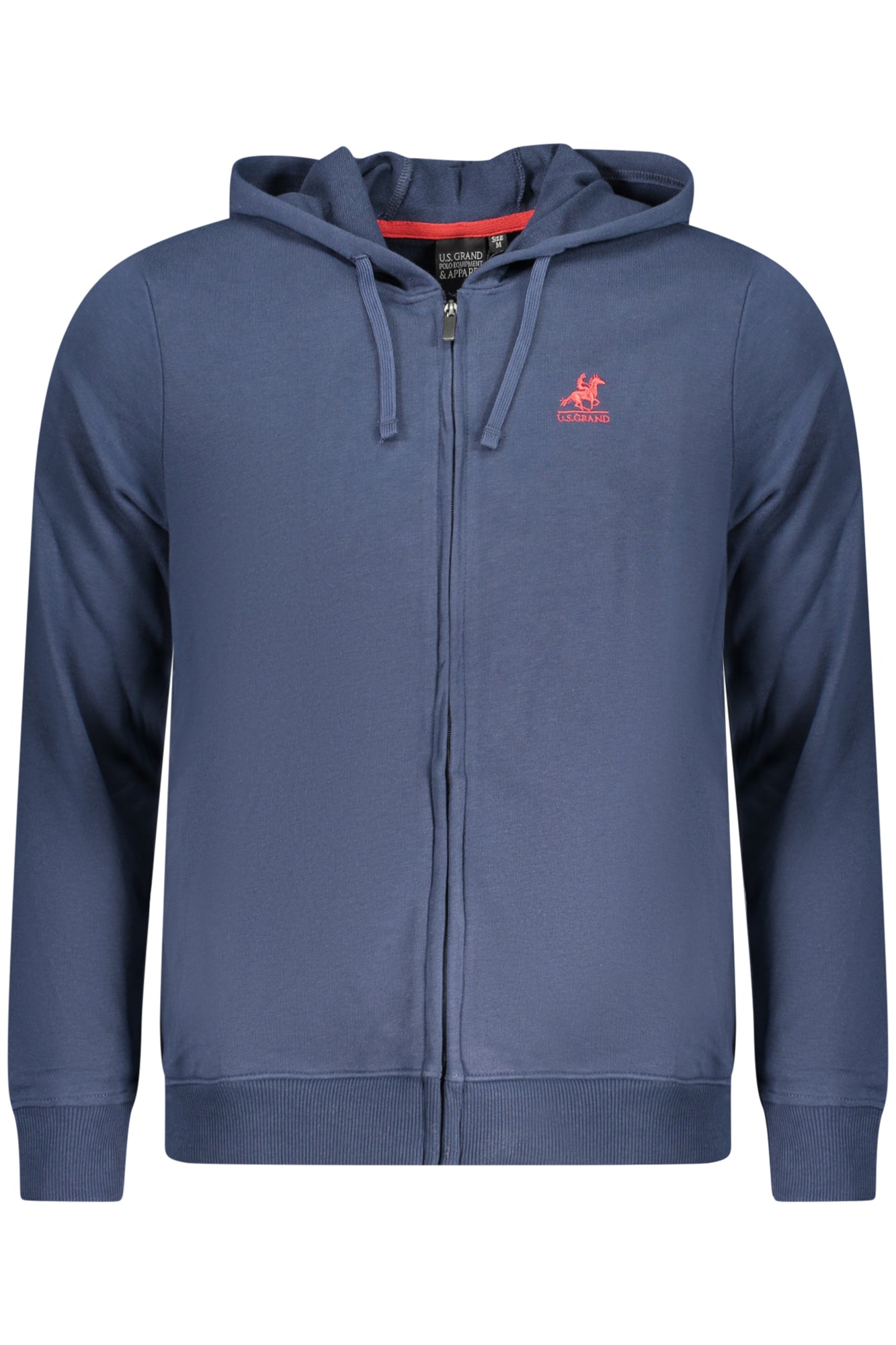 AU02655_BL1NAVY – Herren Sweatshirt Blau mit Kapuze, Reißverschluss & Stickerei – Größe: S, M, L, XL, 2XL, 3XL – Farbe: Blu