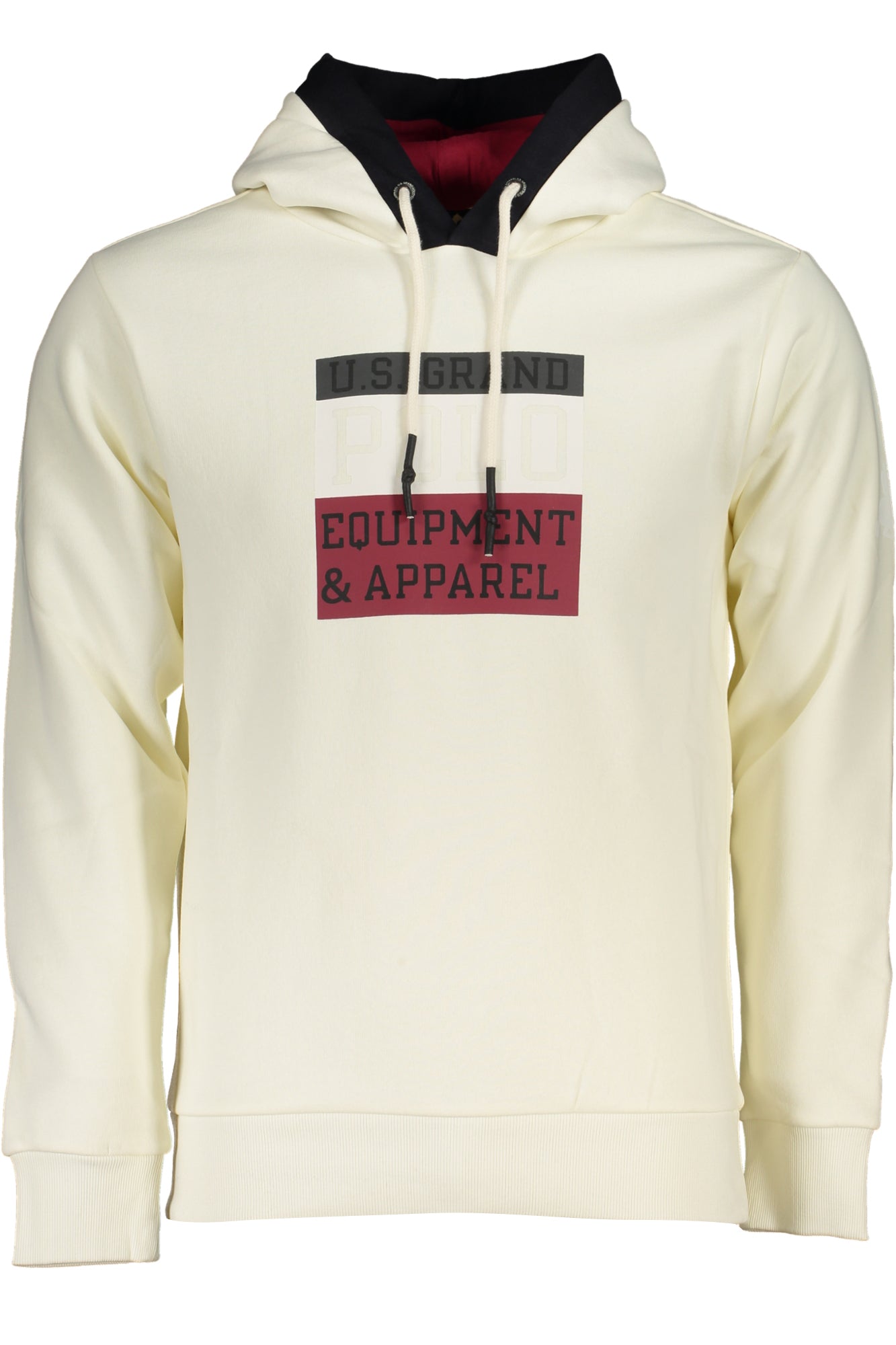 USF901_BIOFFWHITE – Stilvolles Herren Weißes Sweatshirt: Gefüttert mit Kapuze & Aufdruck – Größe: XL, 2XL, 3XL – Farbe: Bianco