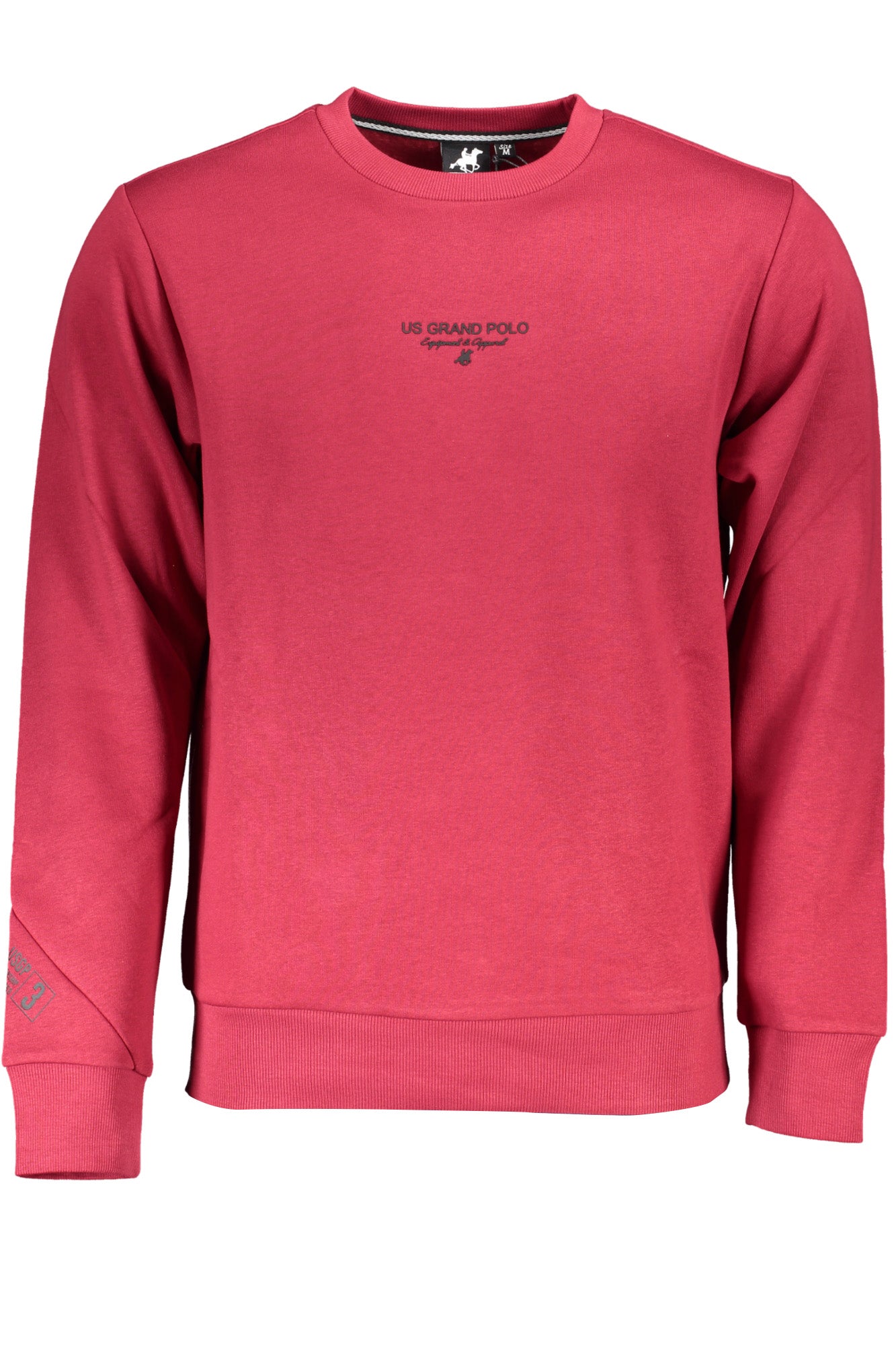 USF895_ROROSSO – Stilvolles rotes Herren-Sweatshirt ohne Reißverschluss - gefüttert & bedruckt – Größe: M, 2XL, 3XL, XL – Farbe: Rosso