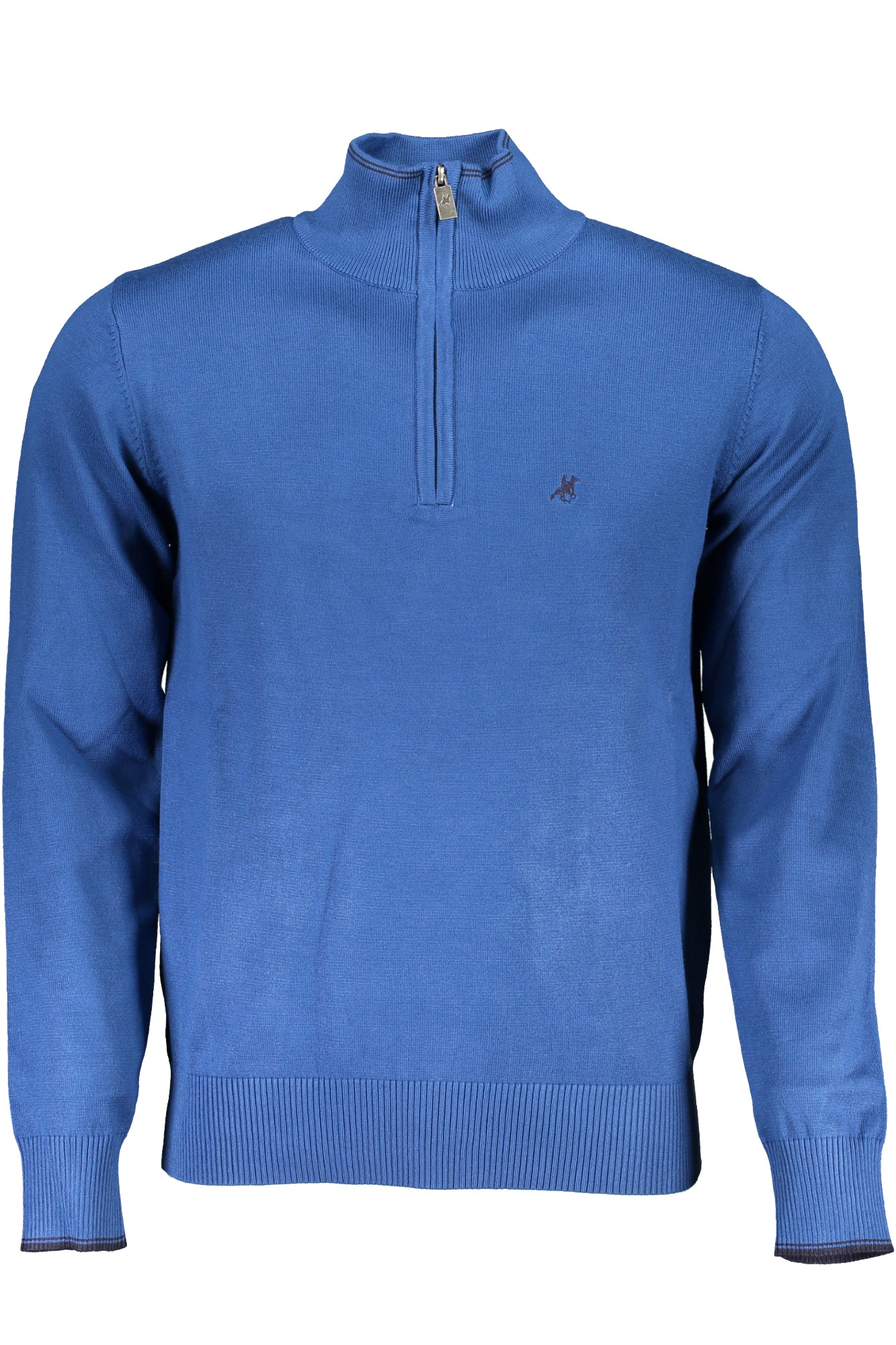 OUSTR262_BLDENIM – Herren-Übergrößen-Pullover Blau mit Stickerei & Reißverschluss – Größe: 3XL, 6XL – Farbe: Blu