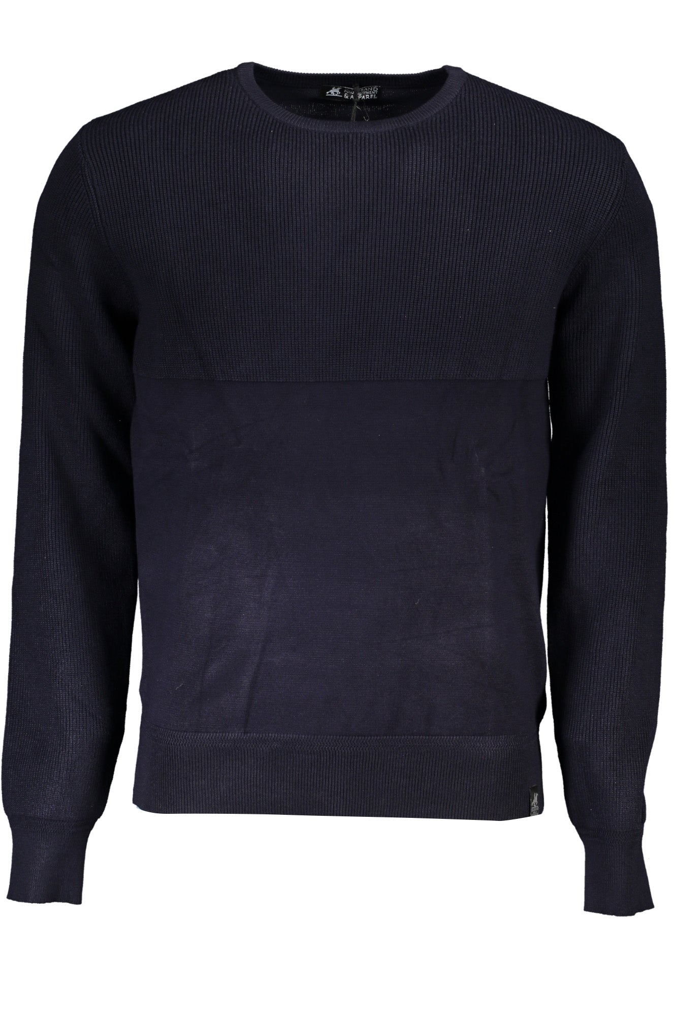 USTR924_BLBLU – Blaues Herren Langarmshirt mit Kontrastdetails und Logo - Rundhals – Größe: M, L, XL, 2XL, 3XL – Farbe: Blu