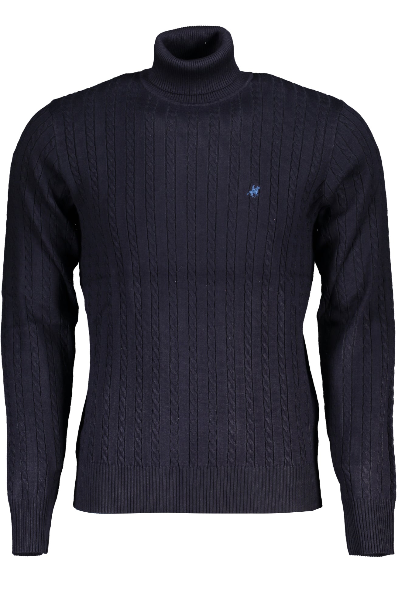 USTR922_BLBLU – Eleganter Herrenpullover in Blau mit Zopfmuster und Stickerei – Größe: M, L, XL, 2XL, 3XL – Farbe: Blu