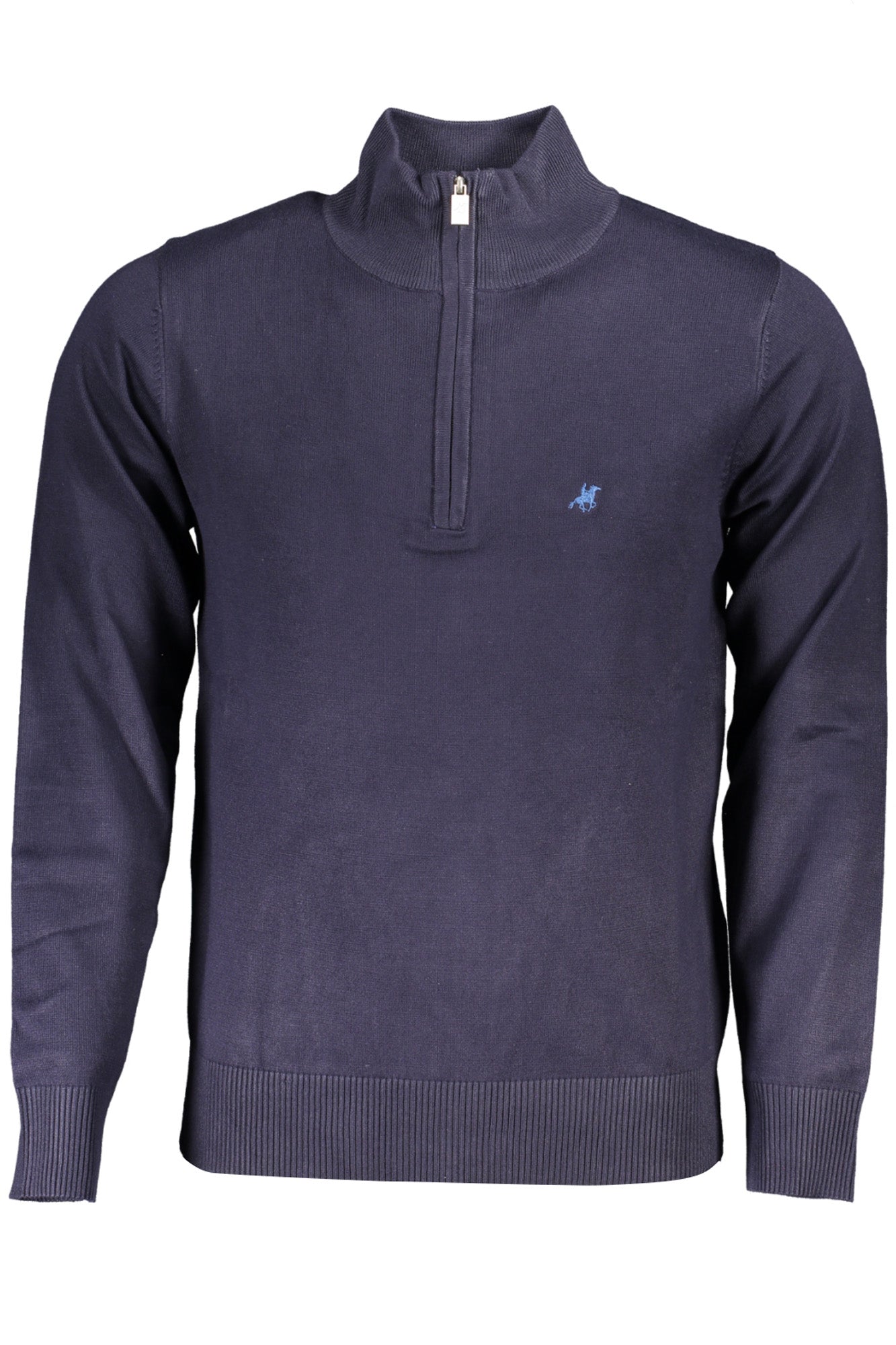 USTR202_BLBLU-B – Stylisches Herren Langarmshirt in Blau mit Reißverschluss & Stickerei – Größe: M, L, XL, 2XL, 3XL – Farbe: Blu