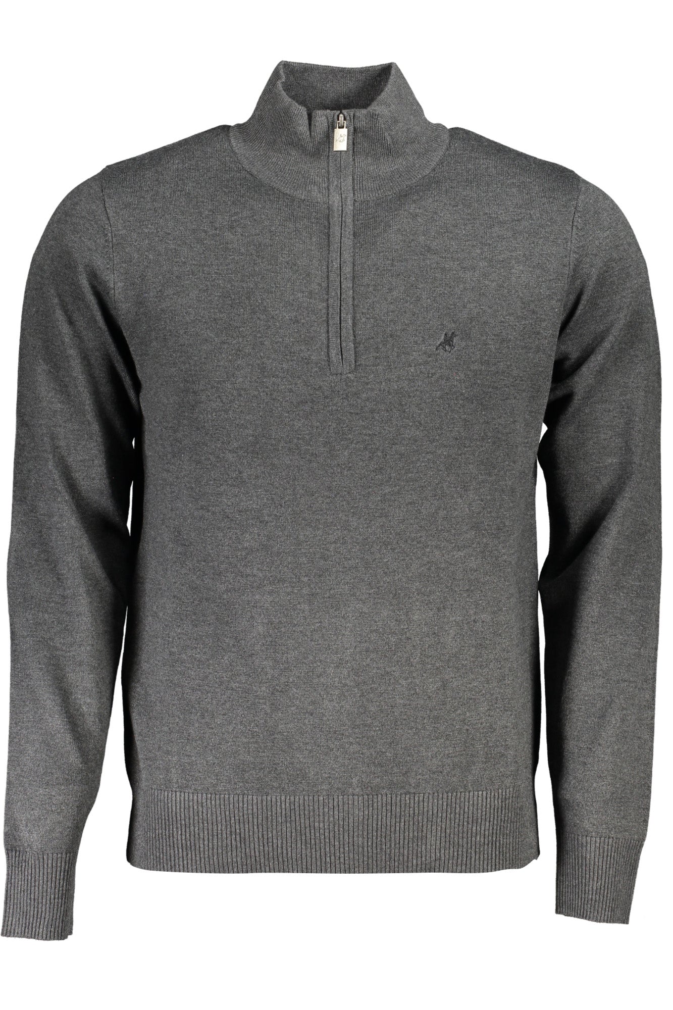 USTR202_GRANTRACIT – Graues Herren Langarmshirt mit Reißverschluss u. Stickerei-Logo – Größe: M, L, XL, 2XL, 3XL – Farbe: Grigio