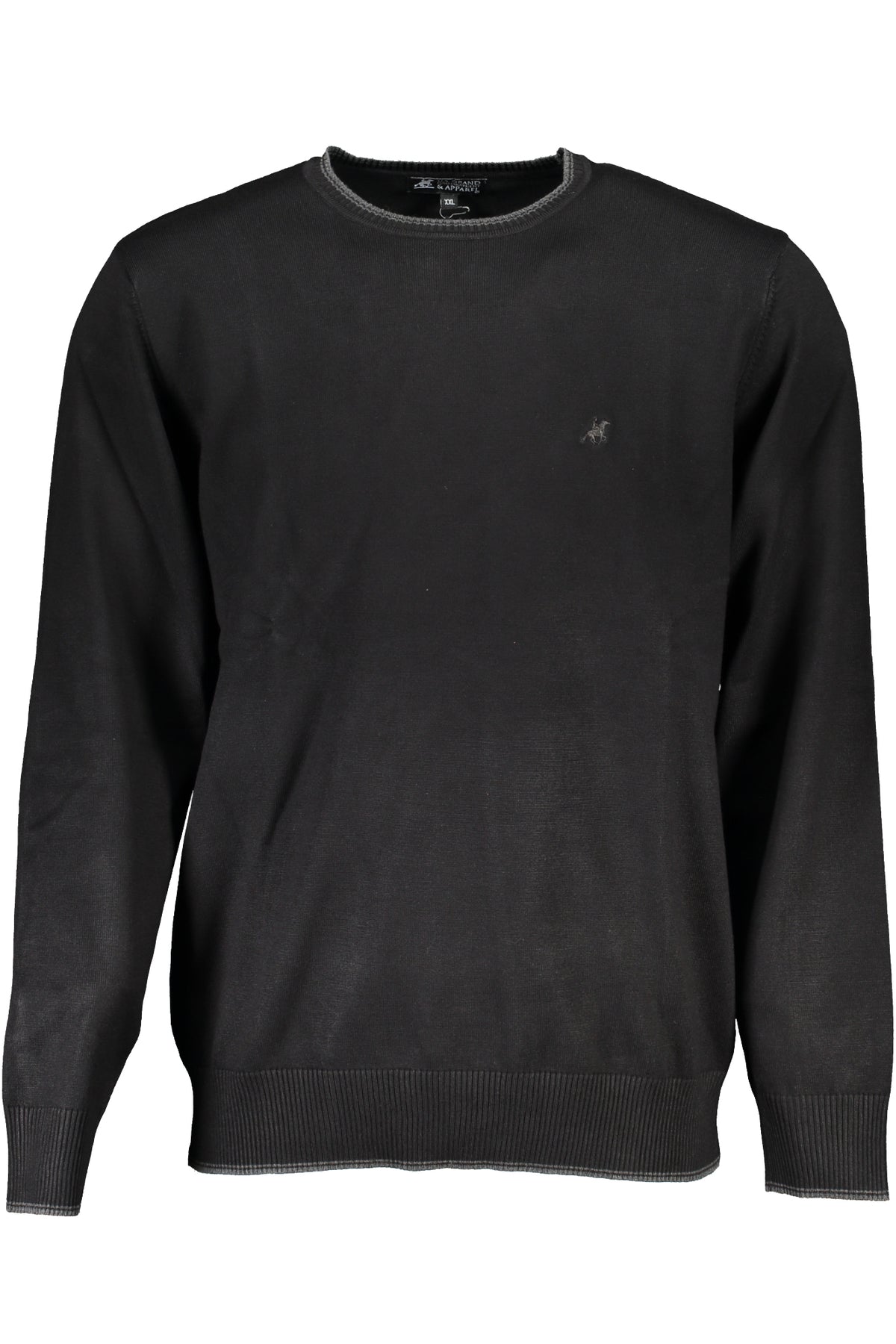 OUSTR264_NENERO – Großer schwarzer Herrenpullover mit Rundhals und Stickerei – Größe: 3XL, 4XL, 5XL, 6XL – Farbe: Nero