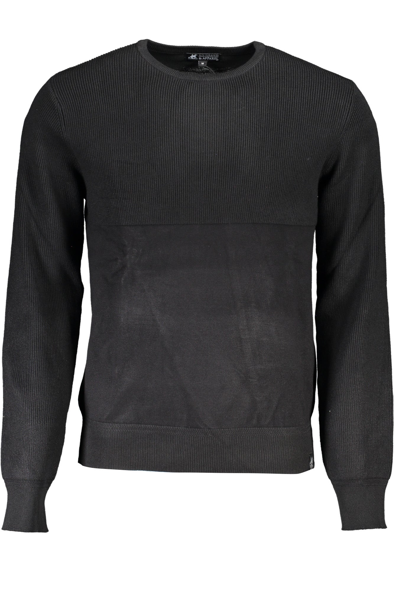 USTR924_NENERO – Elegantes schwarzes Langarmshirt für Herren mit Kontrastdetails – Größe: M, L, XL, 2XL, 3XL – Farbe: Nero